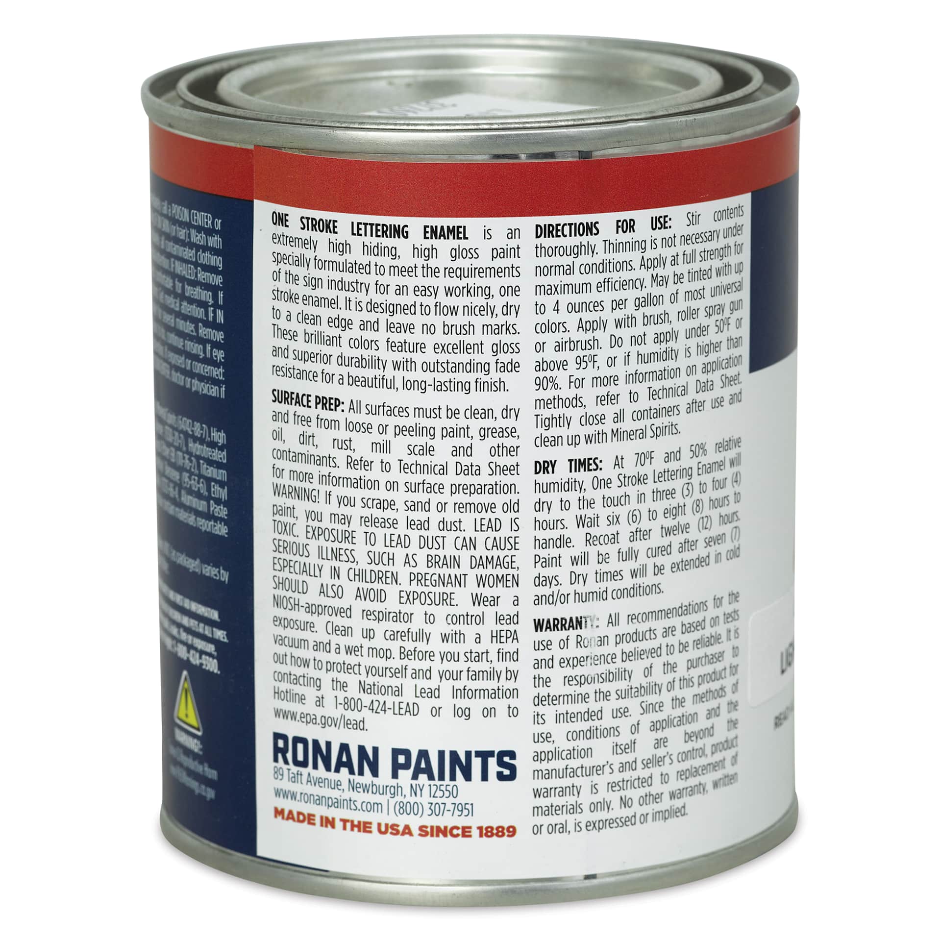 Ronan One Stroke Lettering Enamel - Light Blue, Pint (Back)