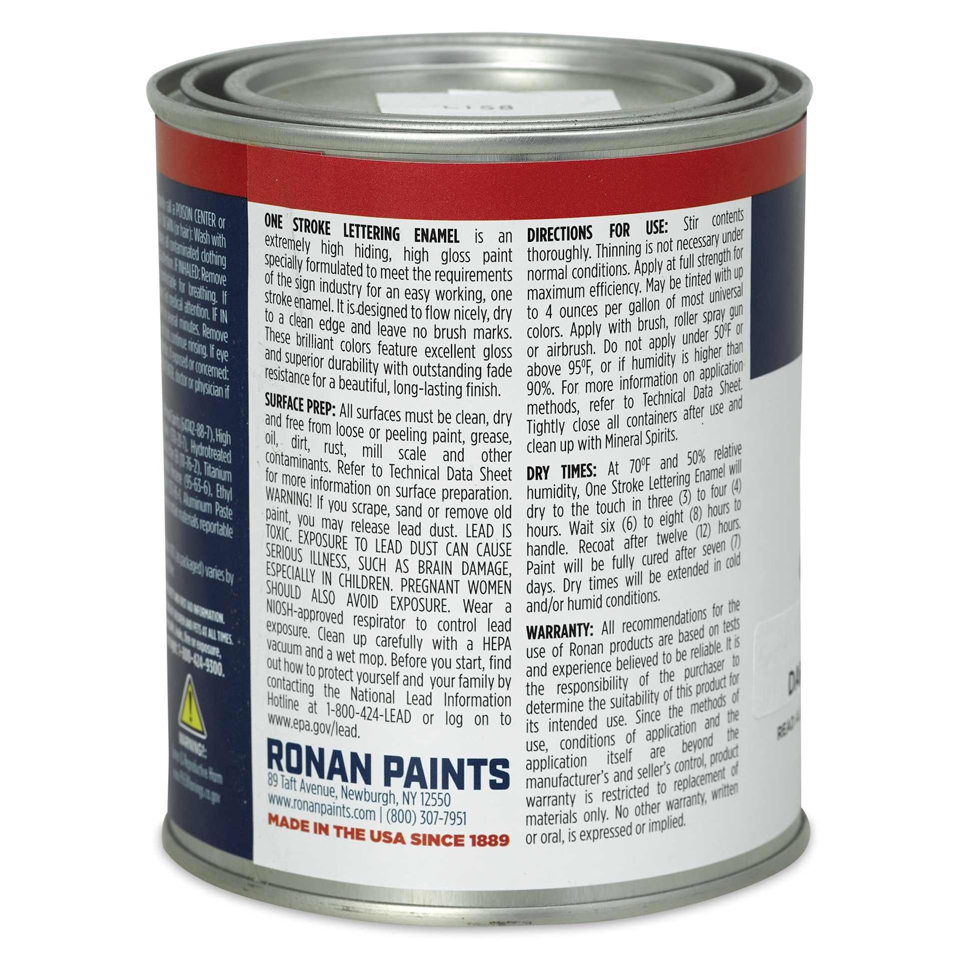Ronan One Stroke Lettering Enamel - Dark Blue, Pint (Back)