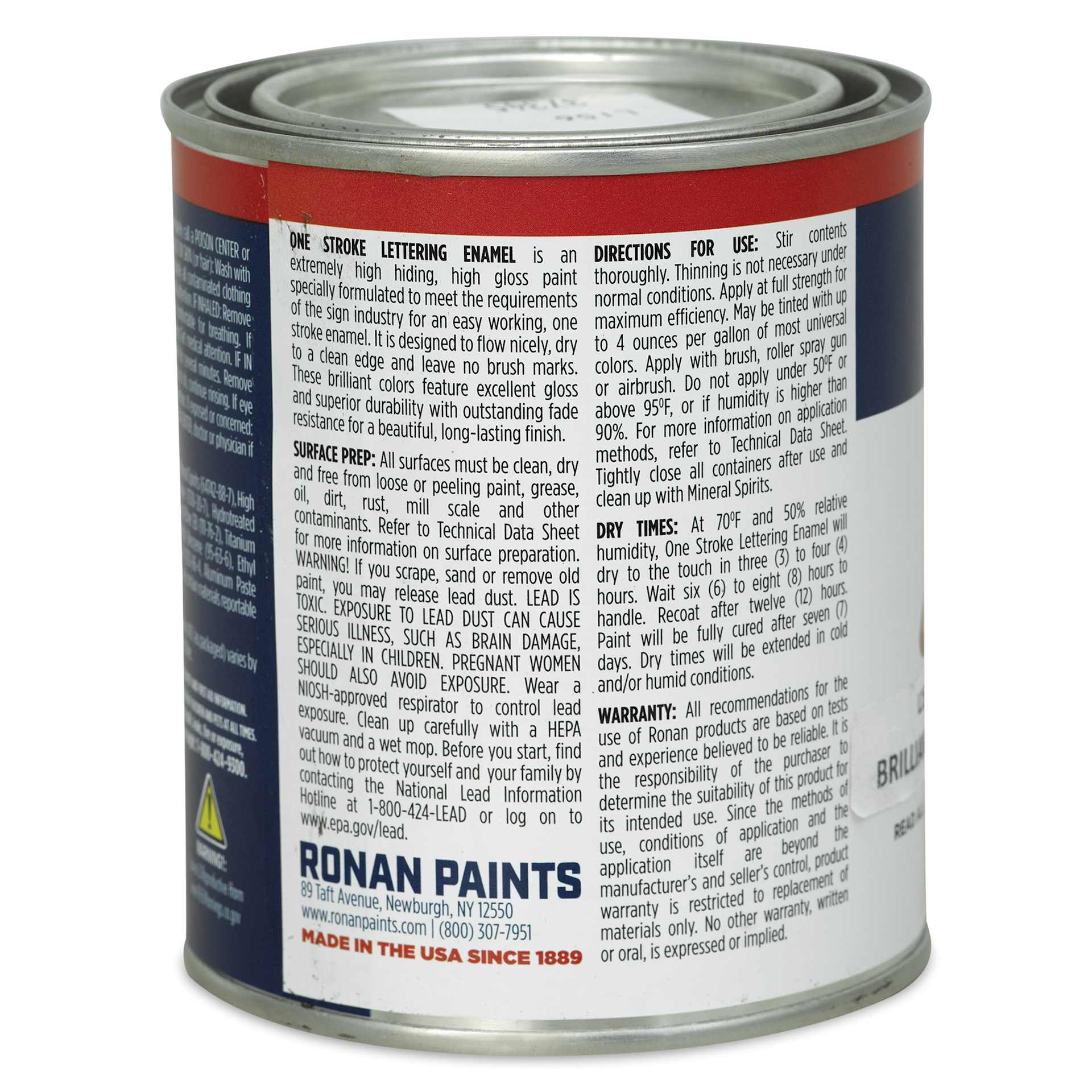 Ronan One Stroke Lettering Enamel - Brilliant Blue, Pint (Back)