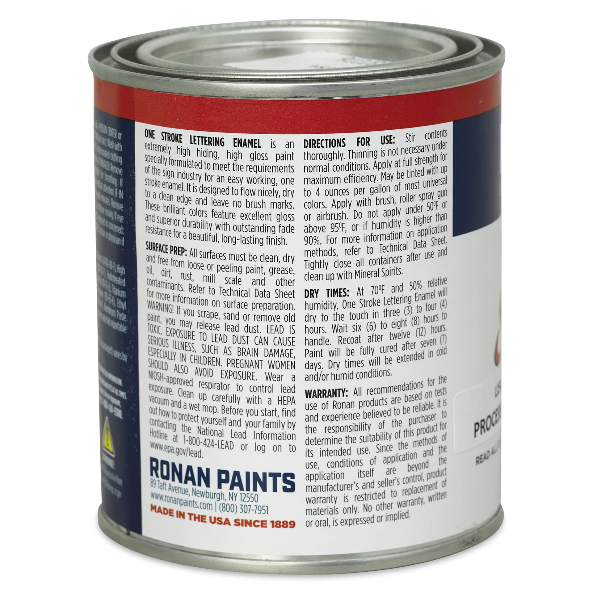 Ronan One Stroke Lettering Enamel - Process Blue, Pint (Back)