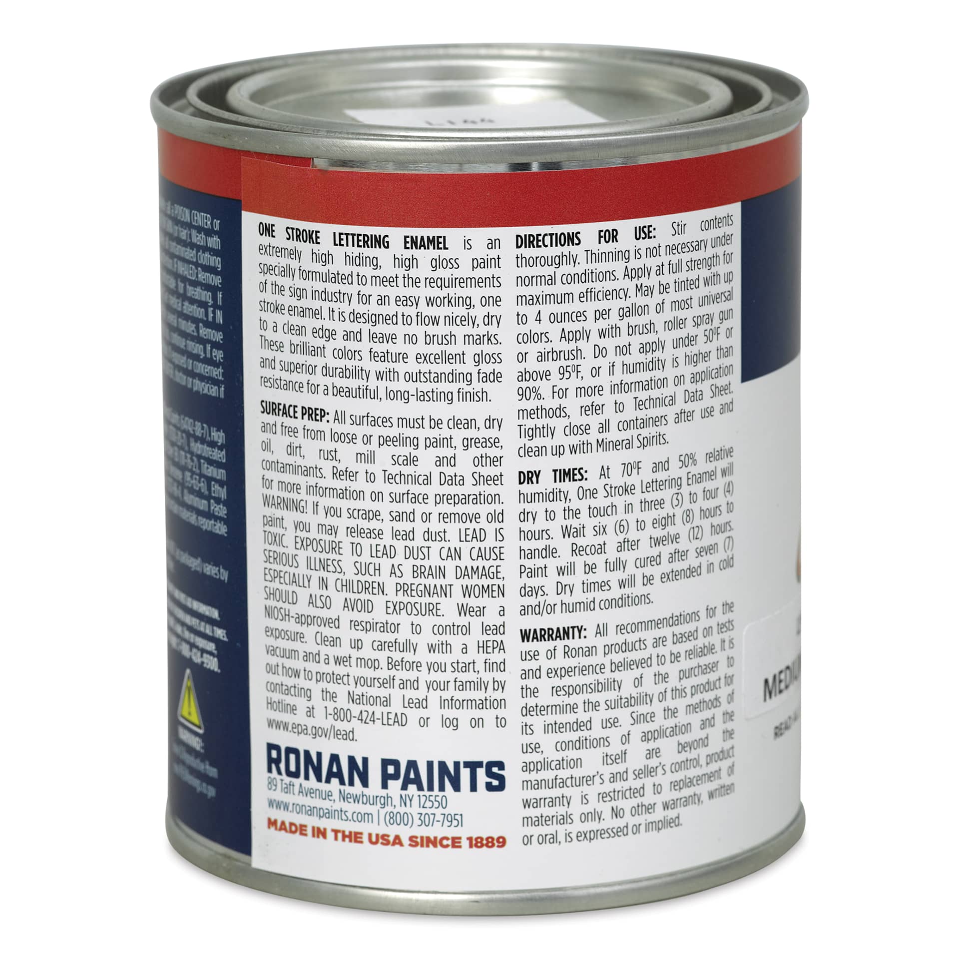Ronan One Stroke Lettering Enamel - Medium Green, Pint (Back)