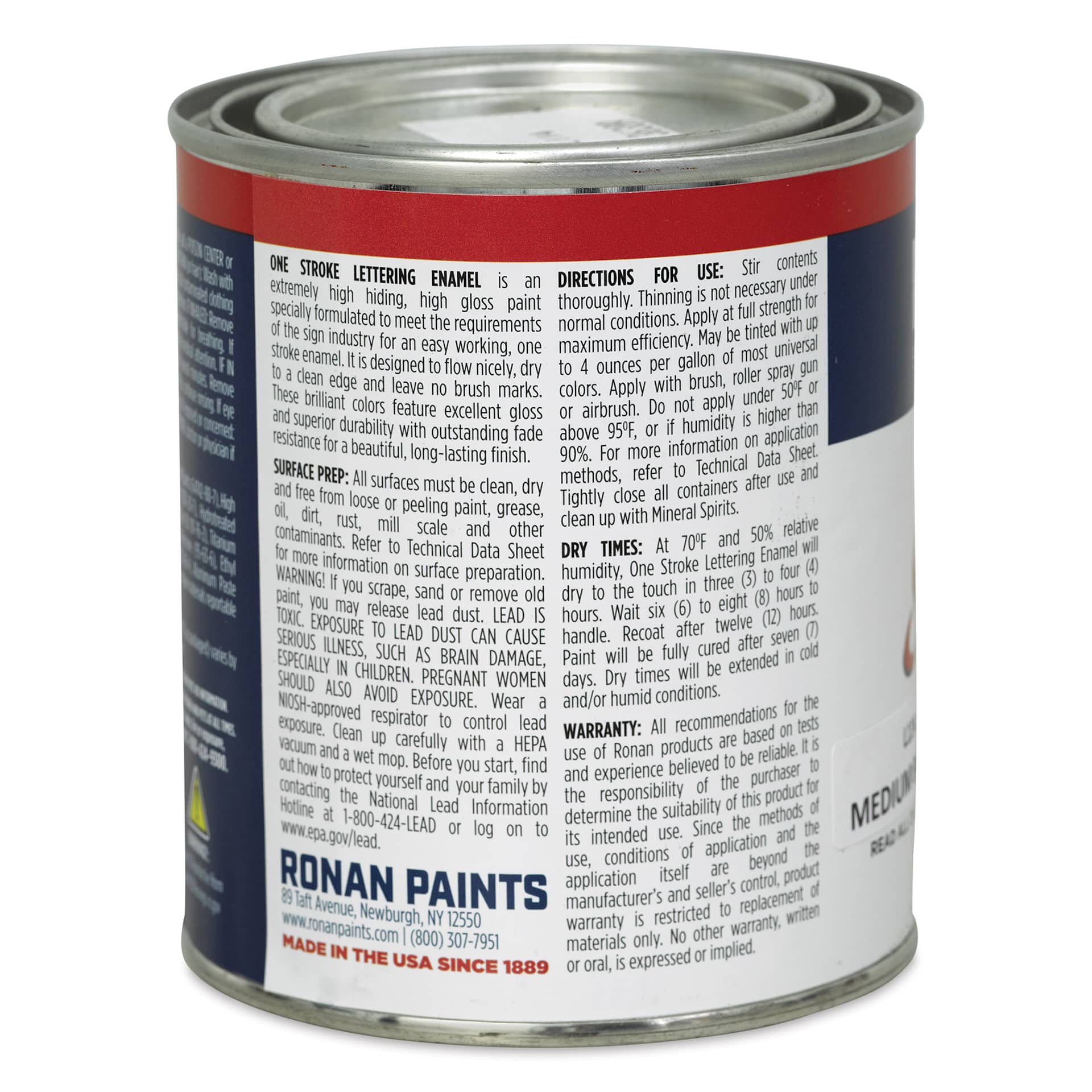 Ronan One Stroke Lettering Enamel - Medium Brown, Pint (Back)