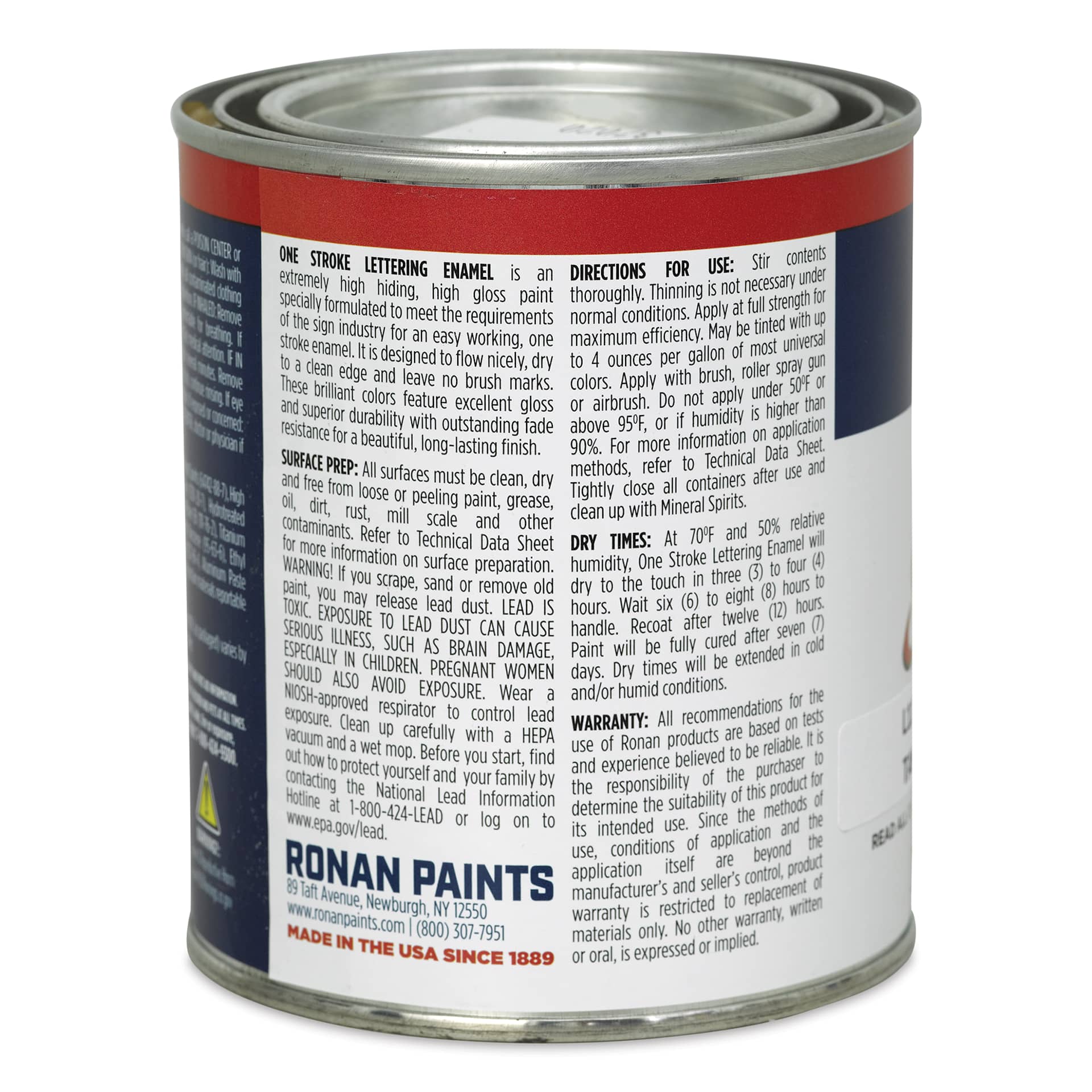 Ronan One Stroke Lettering Enamel - Tan, Pint (Back)