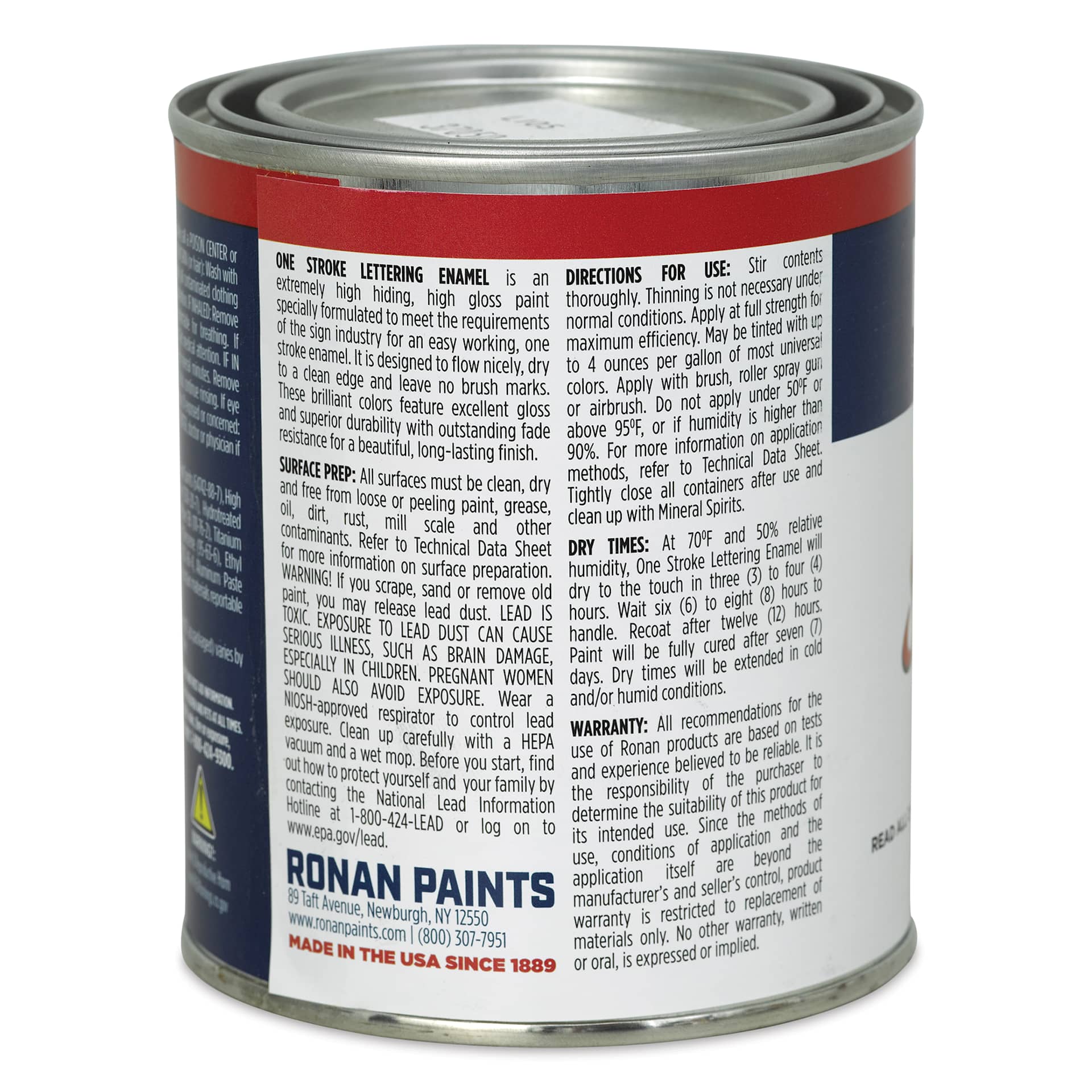 Ronan One Stroke Lettering Enamel - Imitation Silver, Pint (Back)