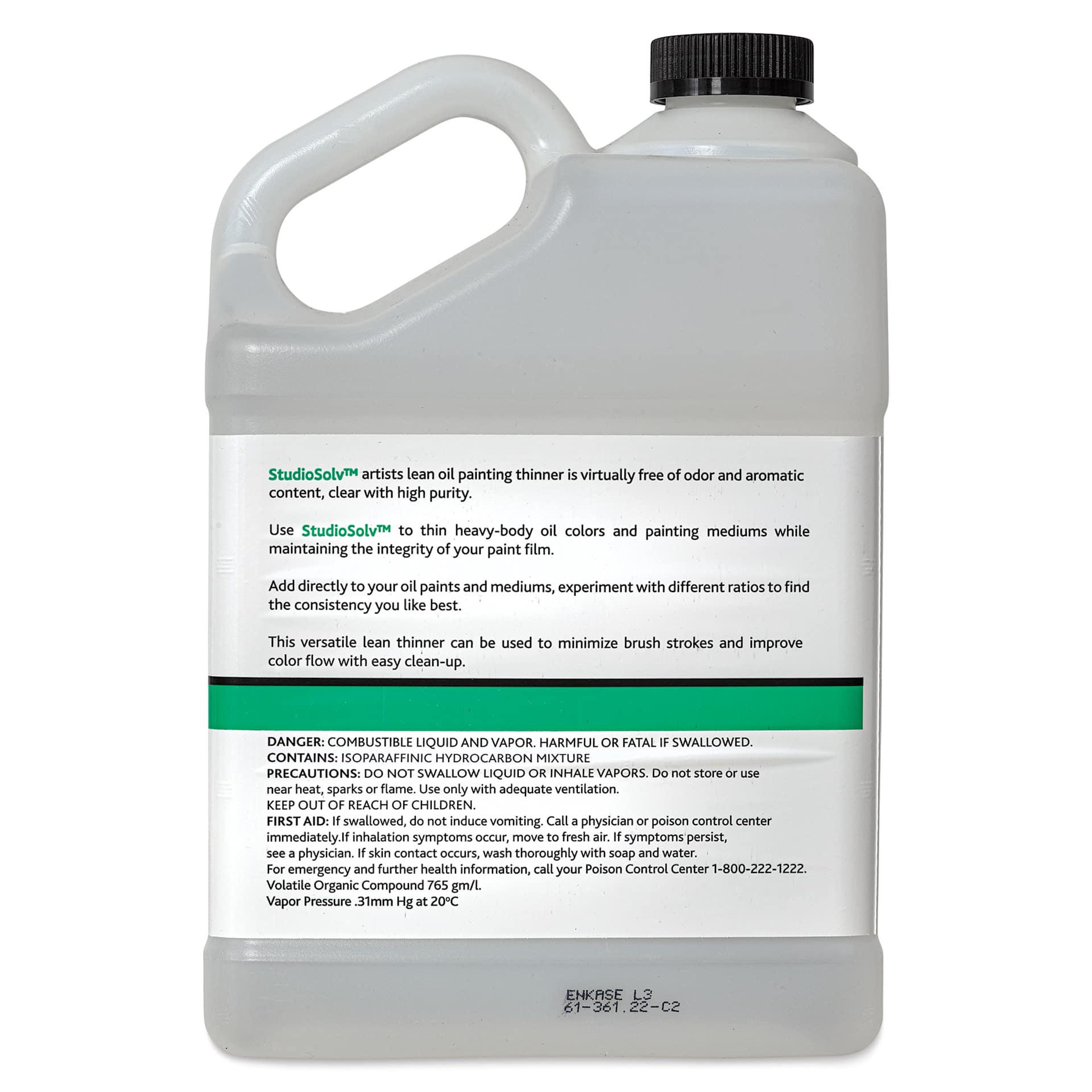 Tusc & Pine StudioSolv Artist Oil Thinning Medium - 128 fl oz, back of jug
