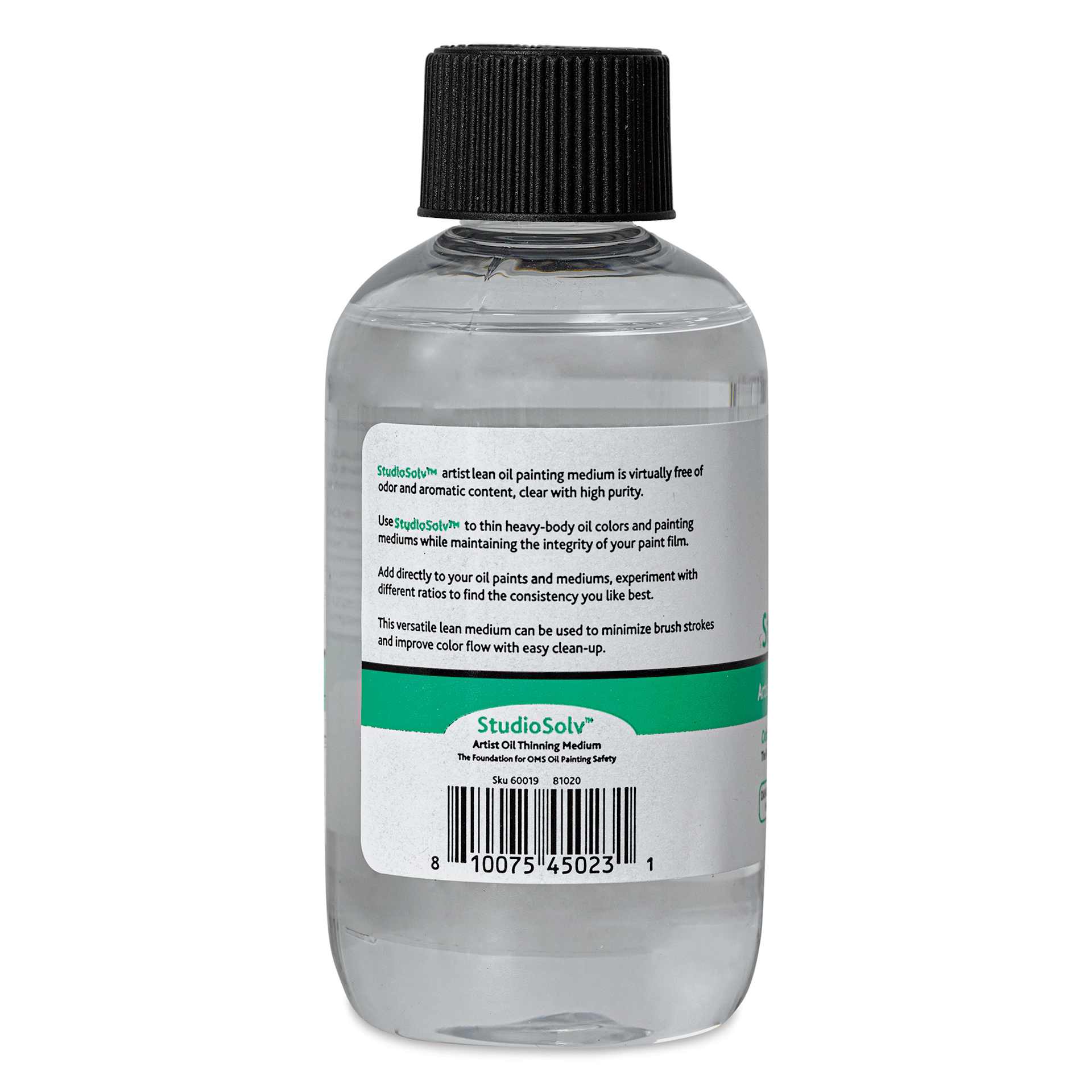 Tusc & Pine StudioSolv Artist Oil Thinning Medium - 3.4 fl oz, back of bottle