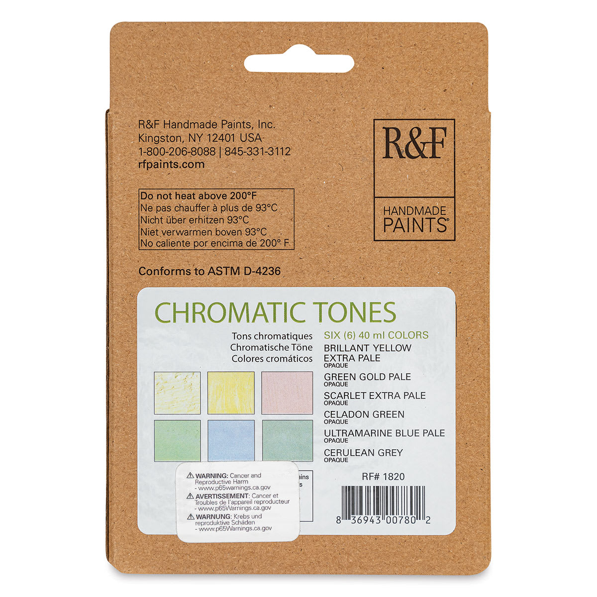 R&F Encaustic Paint Block - Chromatic Tones Set of 6 back of package