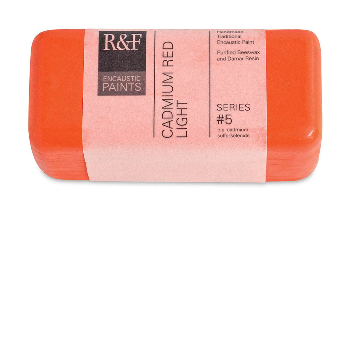 R&F Encaustic Paint Block - Cadmium Red Light, 104 ml block