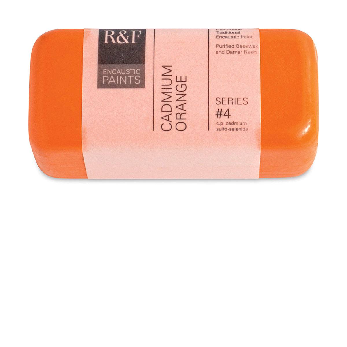 R&F Encaustic Paint Block - Cadmium Orange, 104 ml block