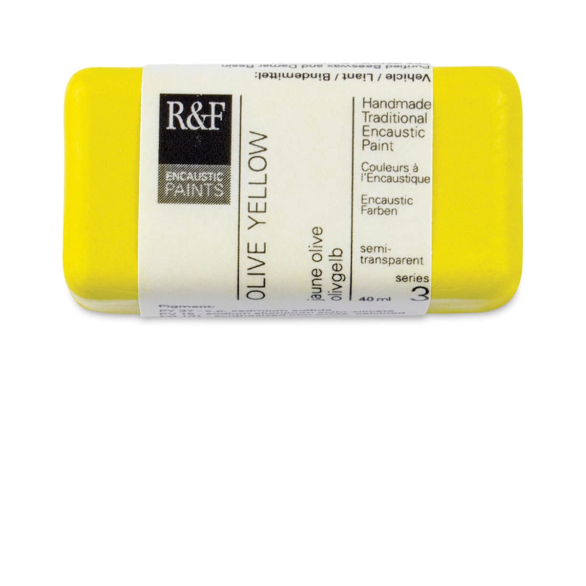 R&F Encaustic Paint Block - Olive Yellow, 40 ml block