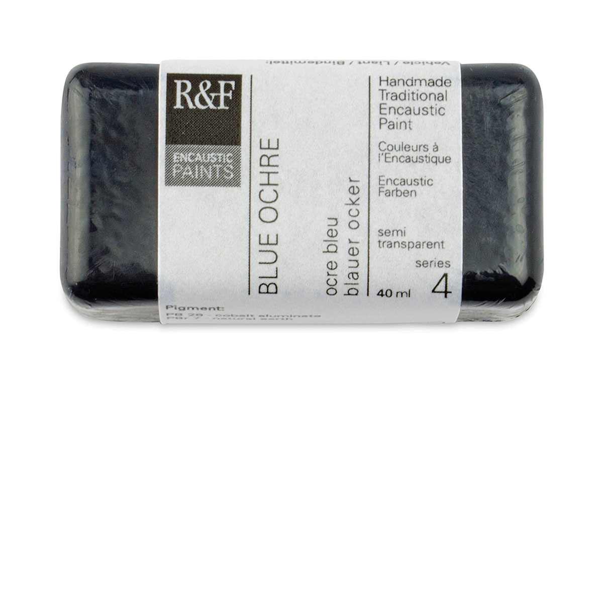 R&F Encaustic Paint Block - Blue Ochre, 40 ml block
