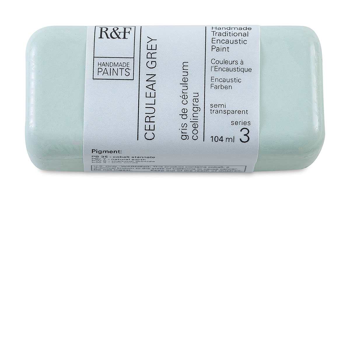 R&F Encaustic Paint Block - Cerulean Grey, 104 ml block