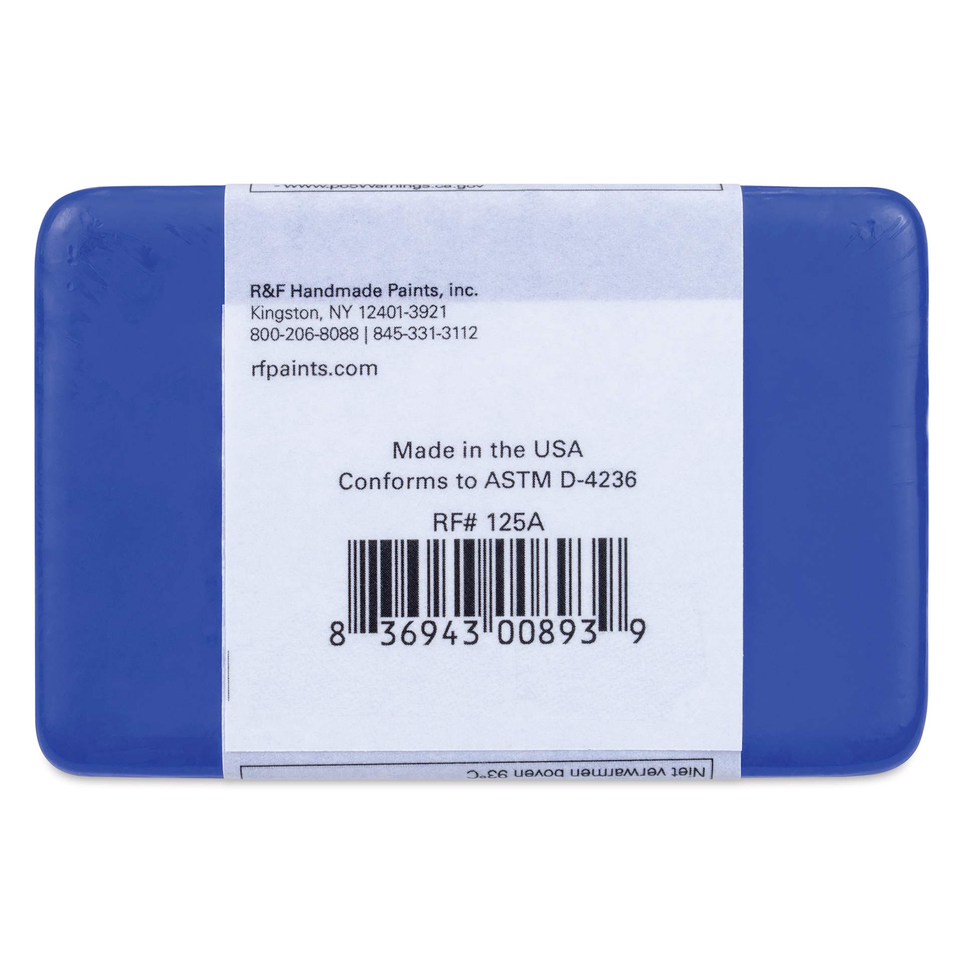 R&F Encaustic Paint Block - Cerulean Blue Chromium, 333 ml block back