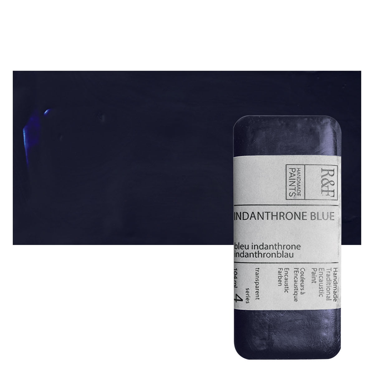 R&F Encaustic Paint Block - Indanthrone Blue, 104 ml, Block and swatch