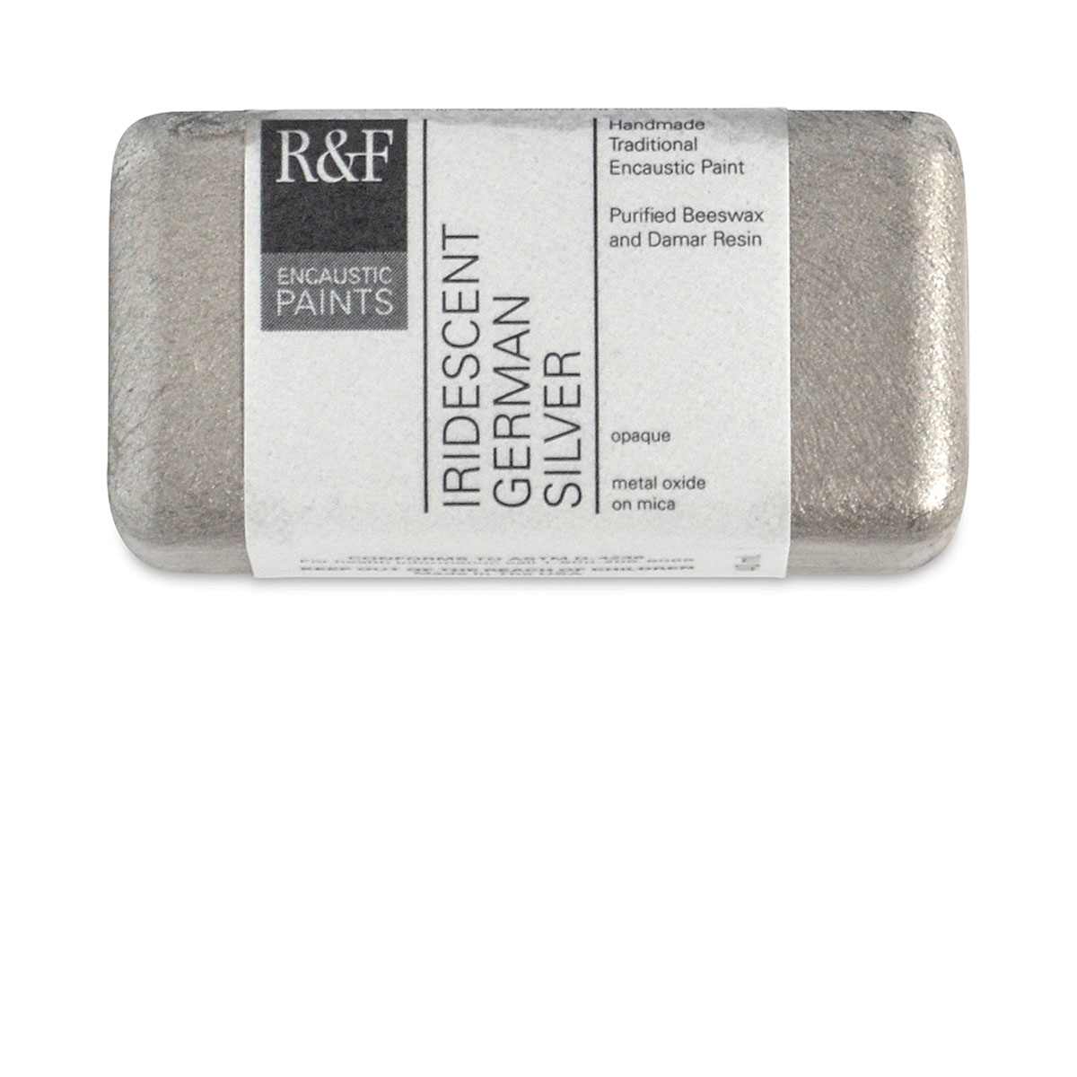 R&F Encaustic Paint Block - Iridescent Geman Silver, 40 ml block