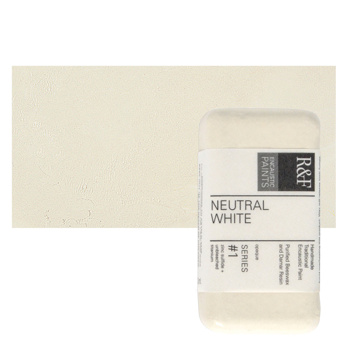 R&F Encaustic Paint Block - Neutral White, 40 ml block and swatch