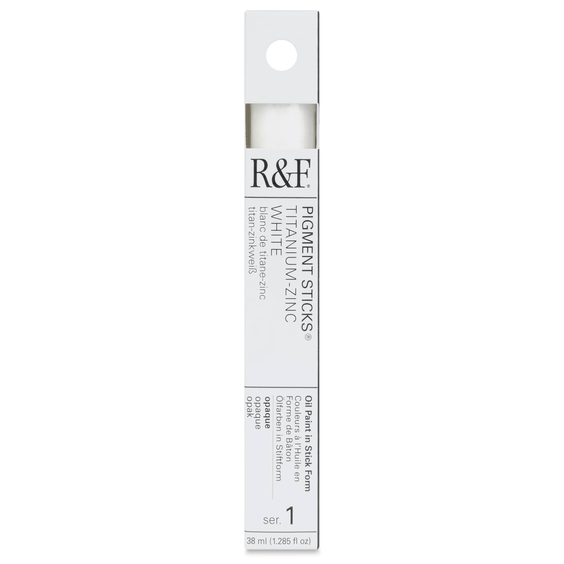R&F Pigment Stick - Titanium Zinc White, 38 ml stick - front of packaging