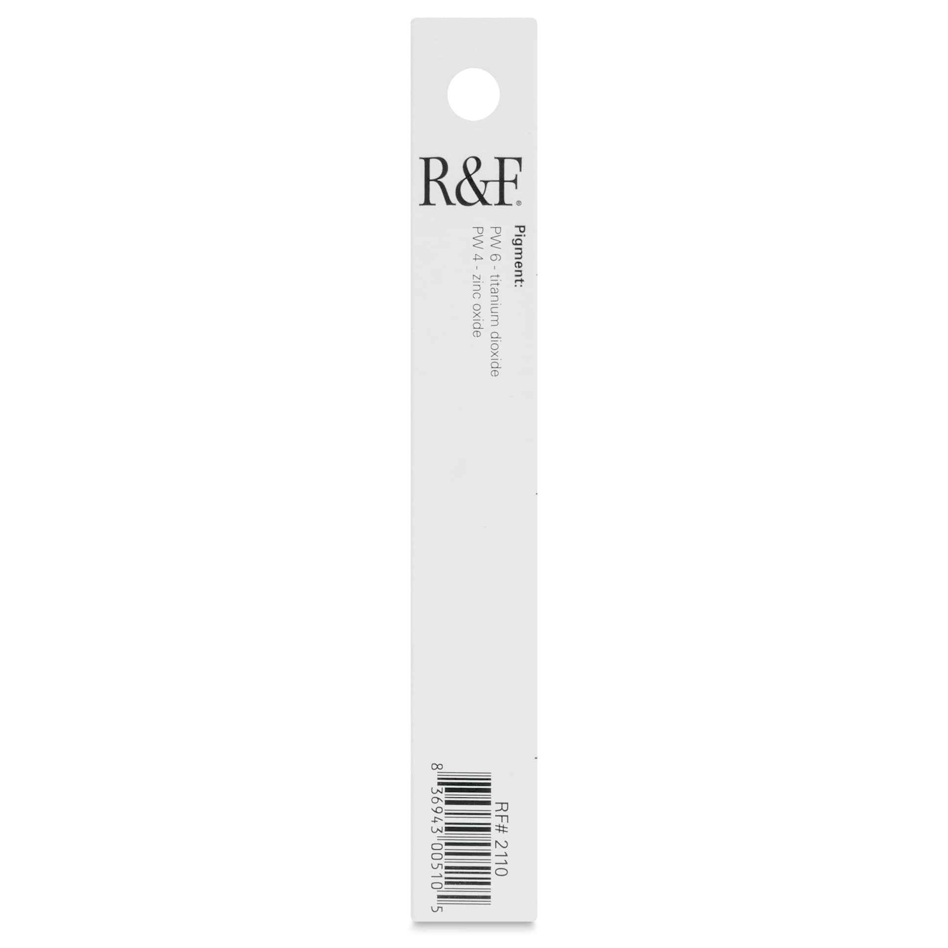 R&F Pigment Stick - Titanium Zinc White, 38 ml stick - back of packaging