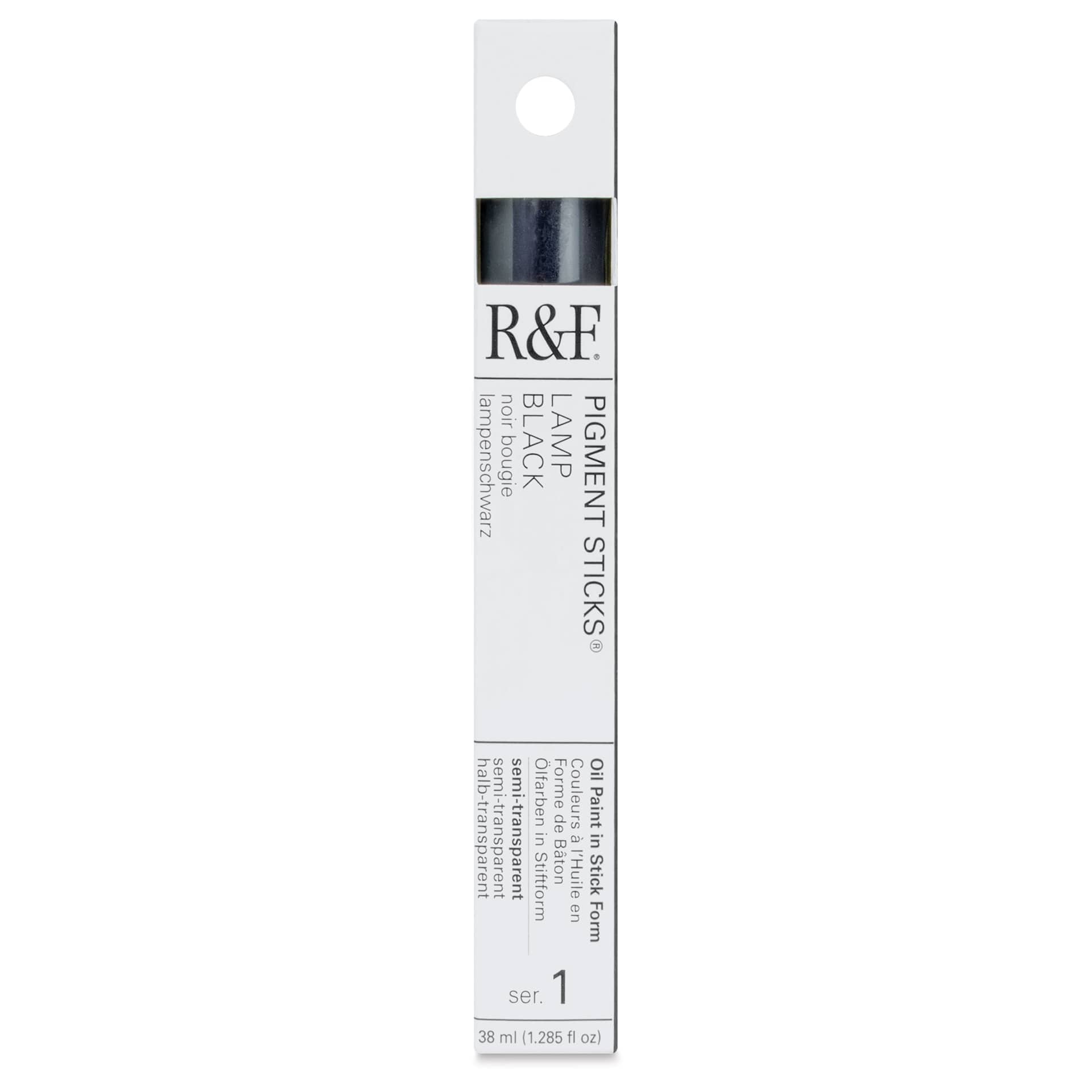 R&F Pigment Stick - Lamp Black, 38 ml stick - front of packaging