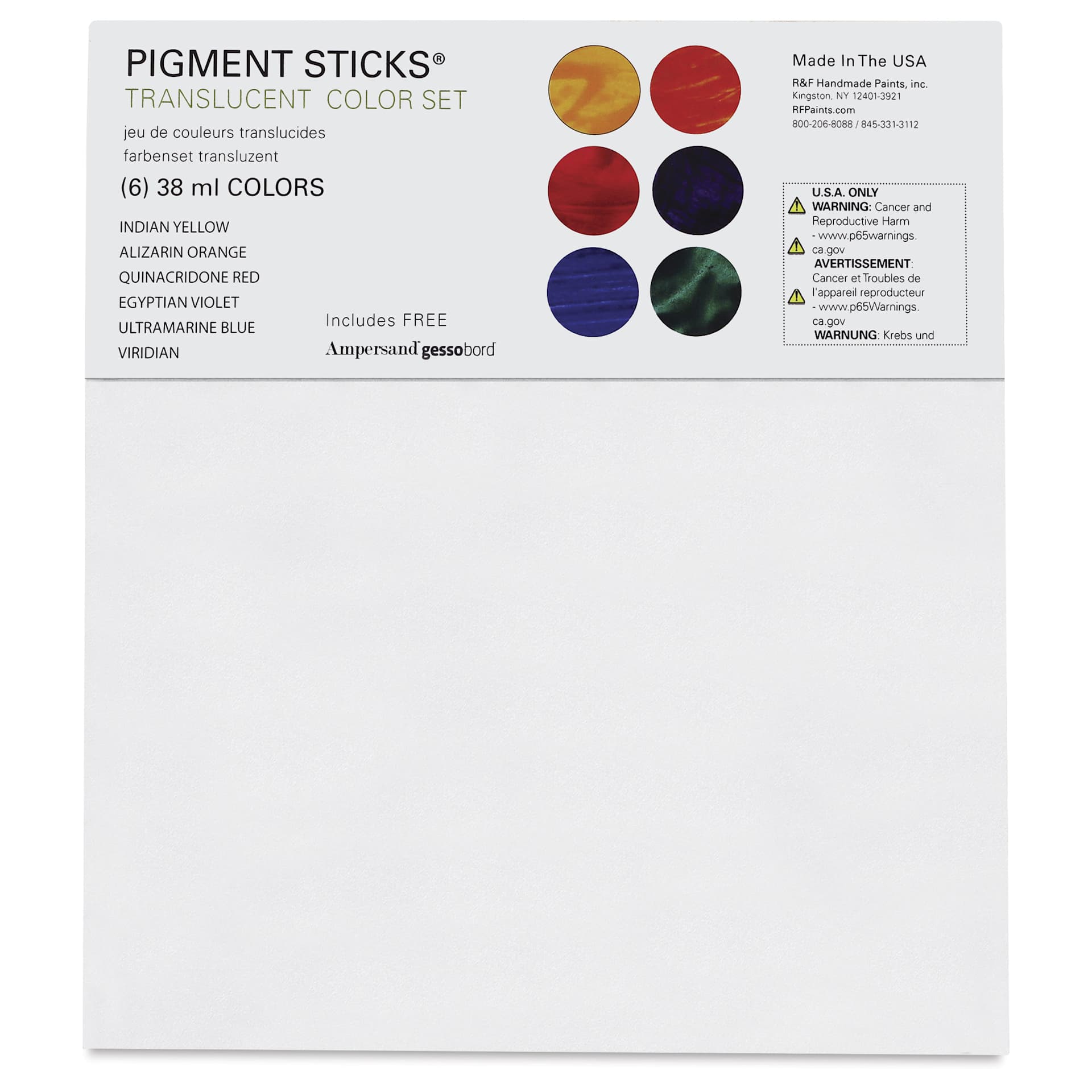 R&F Pigment Sticks - Translucent Colors, Set of 6 back of package