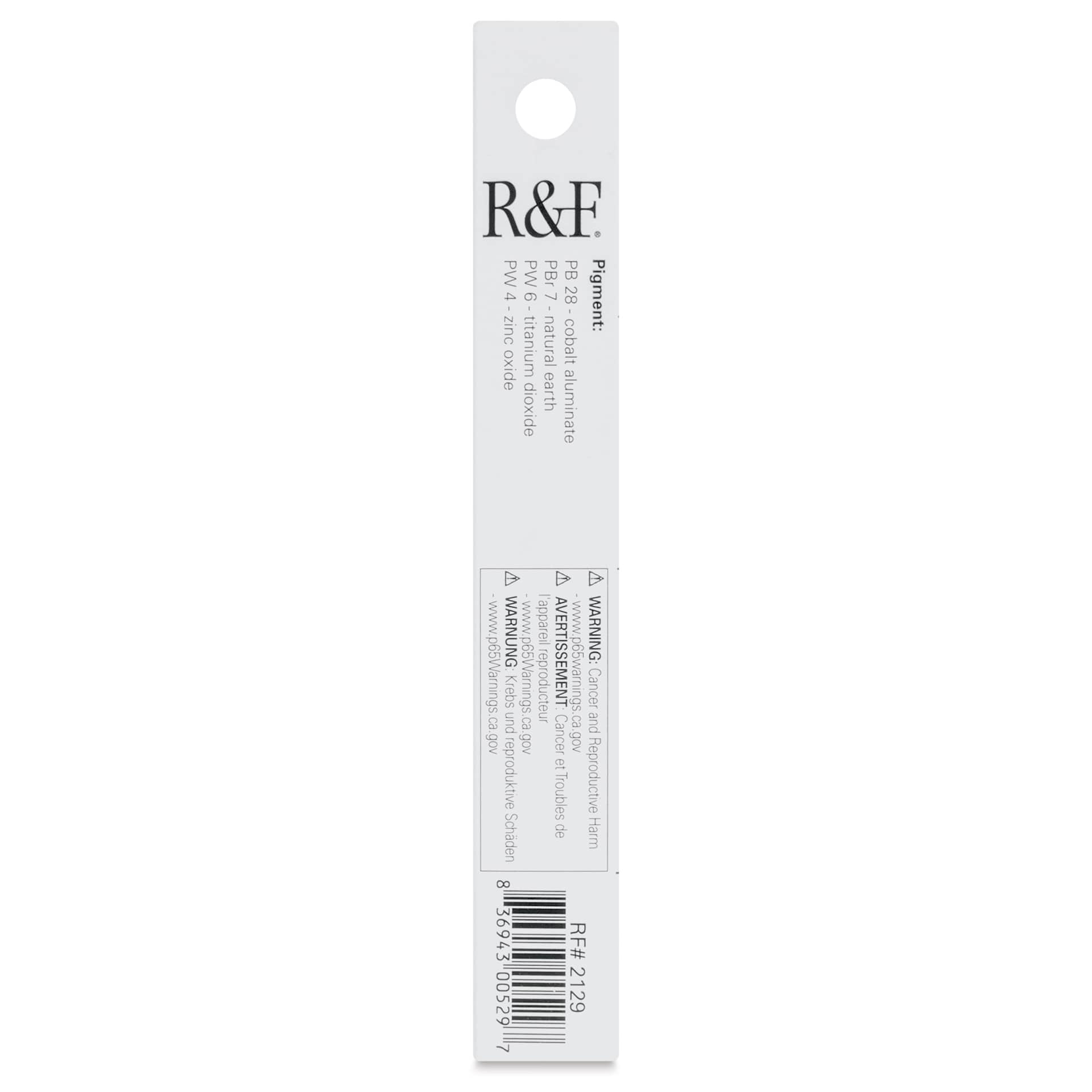 R&F Pigment Stick - Neutral Gray Pale, 38 ml stick - back of packaging
