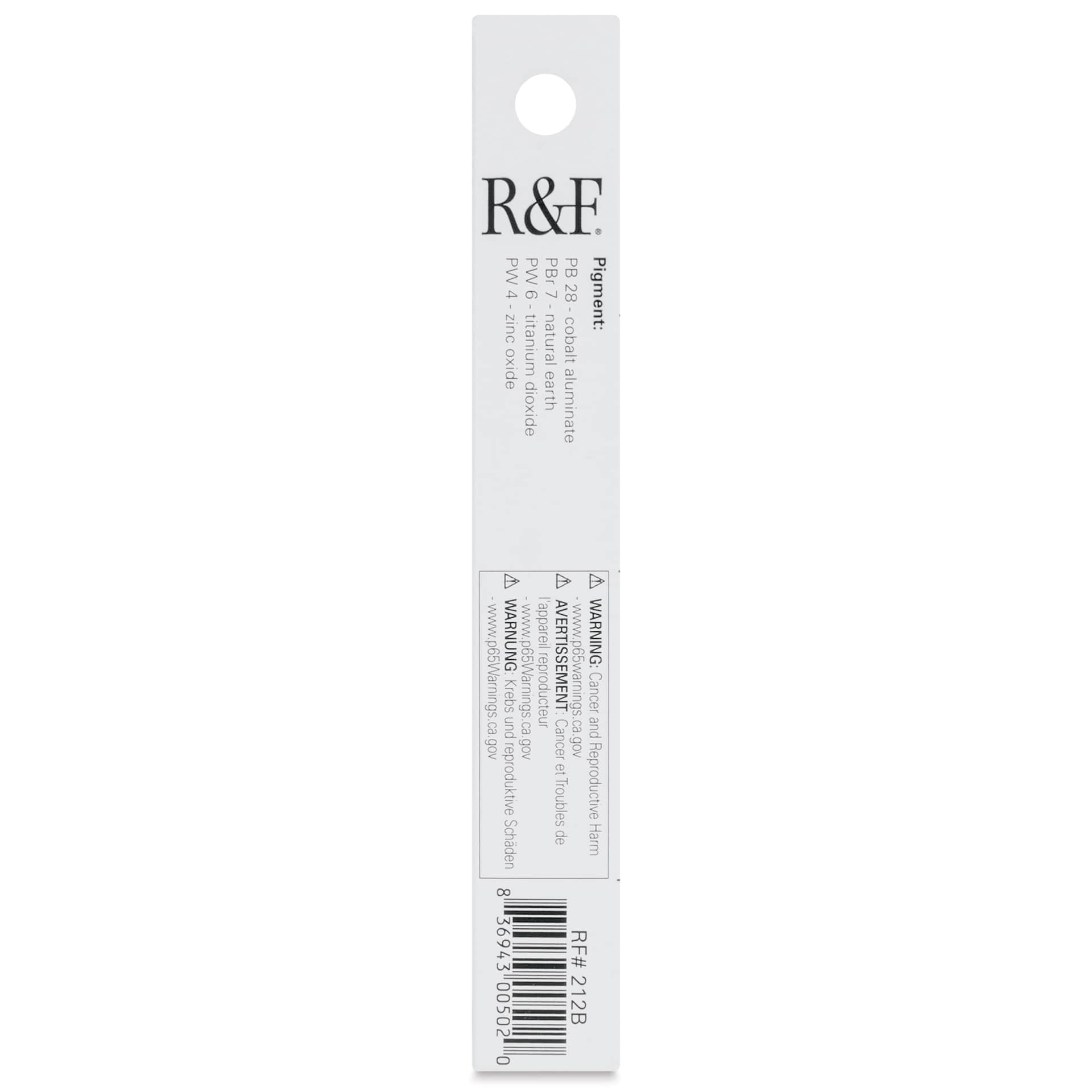 R&F Pigment Stick - Neutral Gray Medium, 38 ml stick - back of packaging