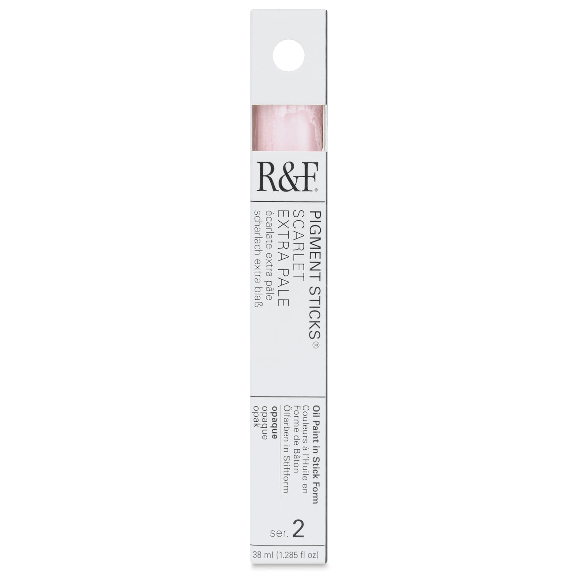 R&F Pigment Stick - Scarlet Extra Pale, 38 ml stick - front of packaging