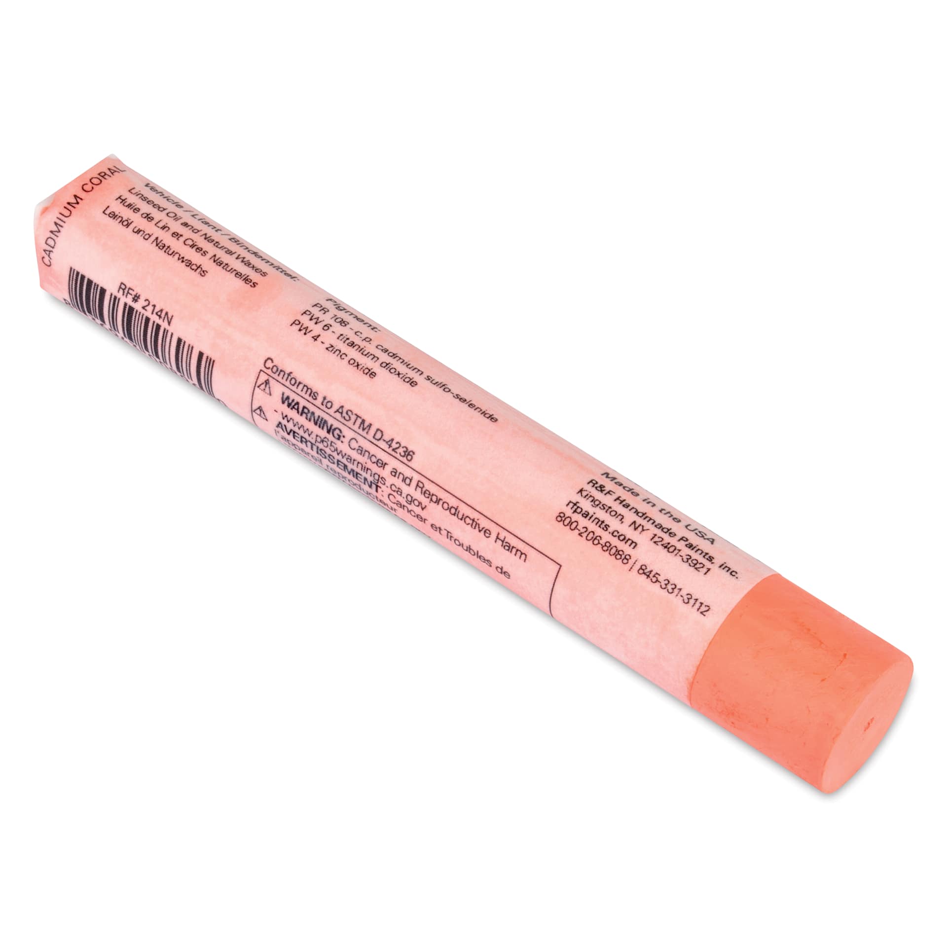 R&F Pigment Stick - Cadmium Coral, 38 ml stick back