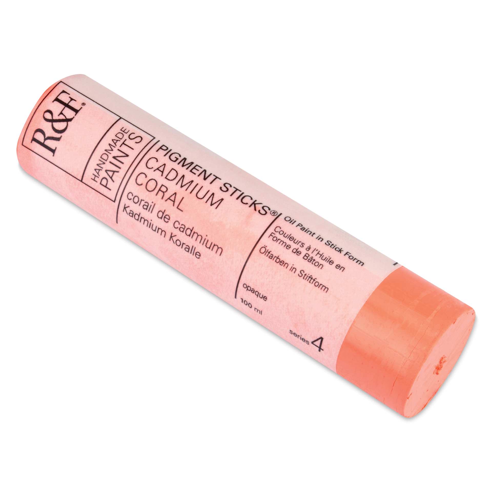 R&F Pigment Stick - Cadmium Coral, 100 ml stick front