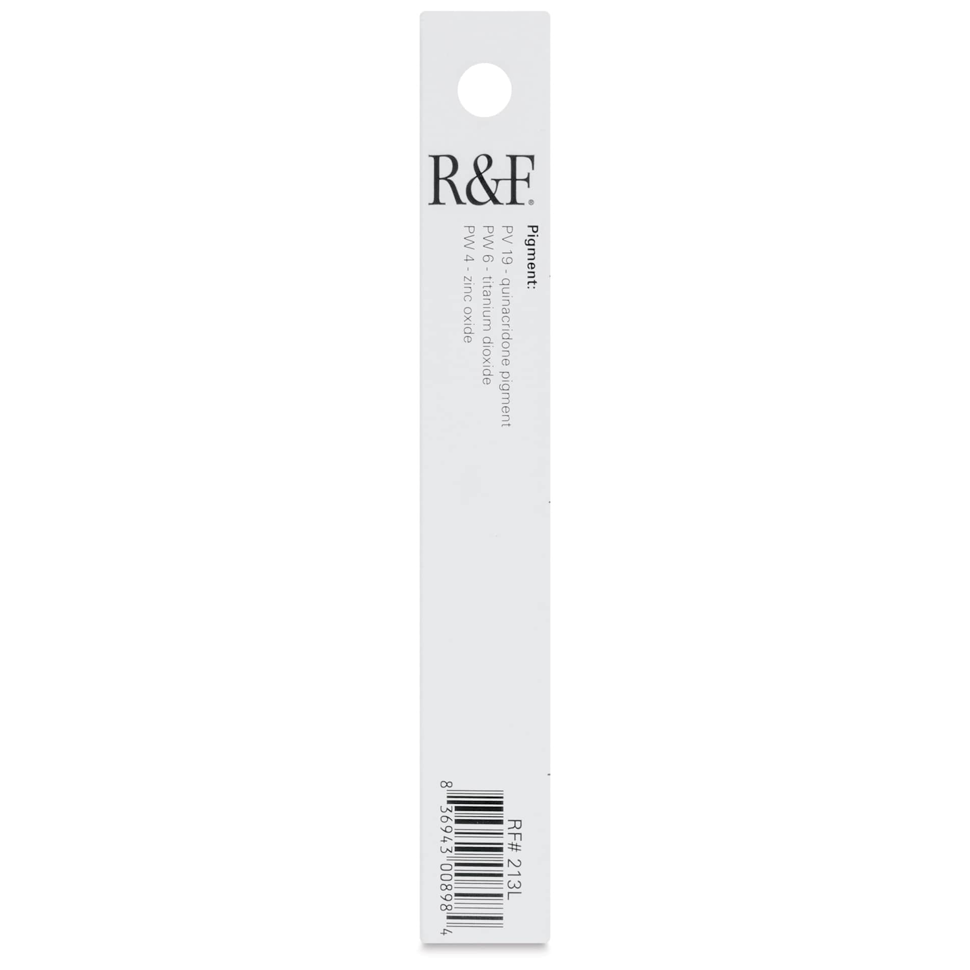 R&F Pigment Stick - Quinacridone Magenta Light, 38 ml Stick - back of packaging