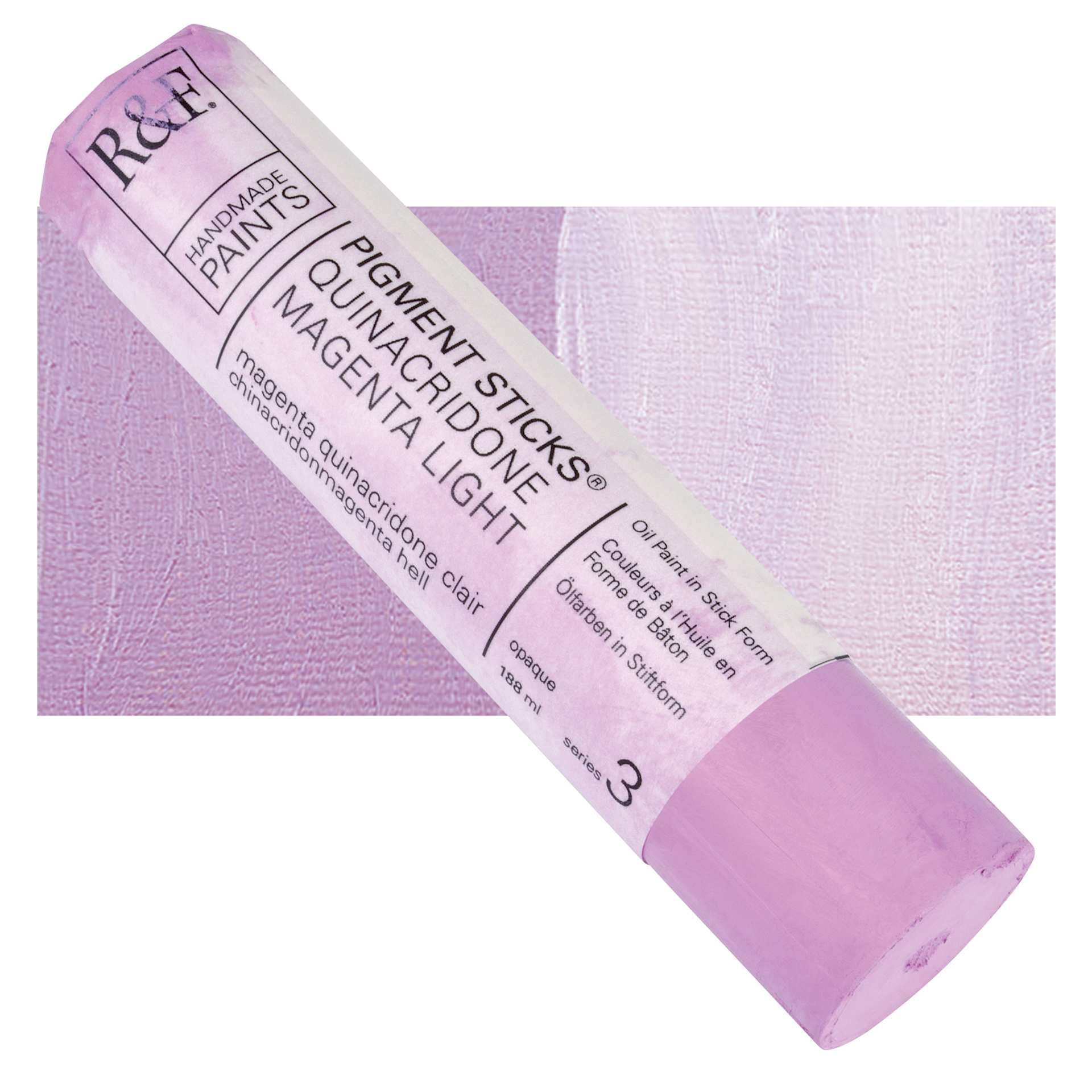 R&F Pigment Stick - Quinacridone Magenta Light, 188 ml Stick and swatch