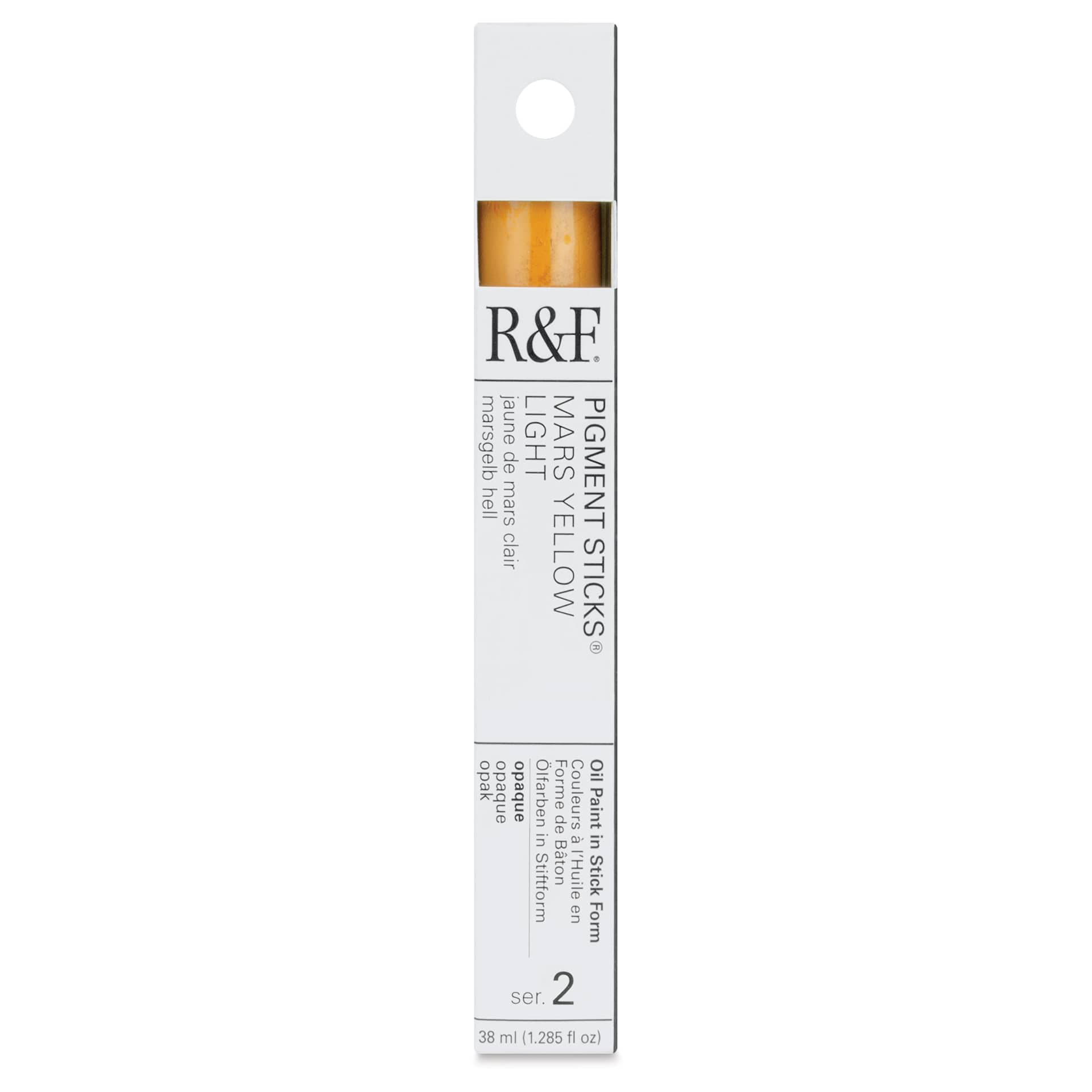 R&F Pigment Stick - Mars Yellow Light, 38 ml stick - front of packaging