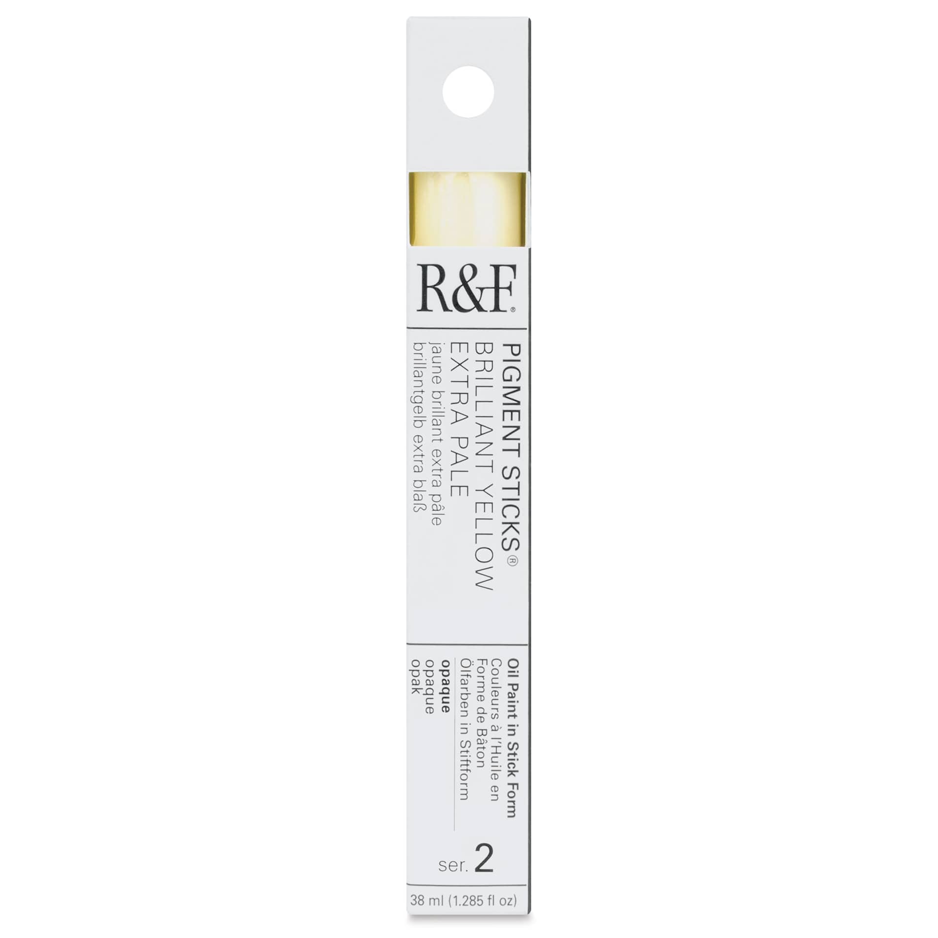 R&F Pigment Stick - Brilliant Yellow Extra Pale, 38 ml stick - front of packaging