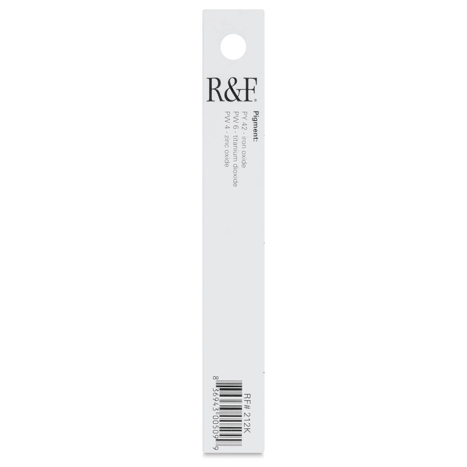 R&F Pigment Stick - Sienna Yellow Extra Pale, 38 ml stick - back of packaging