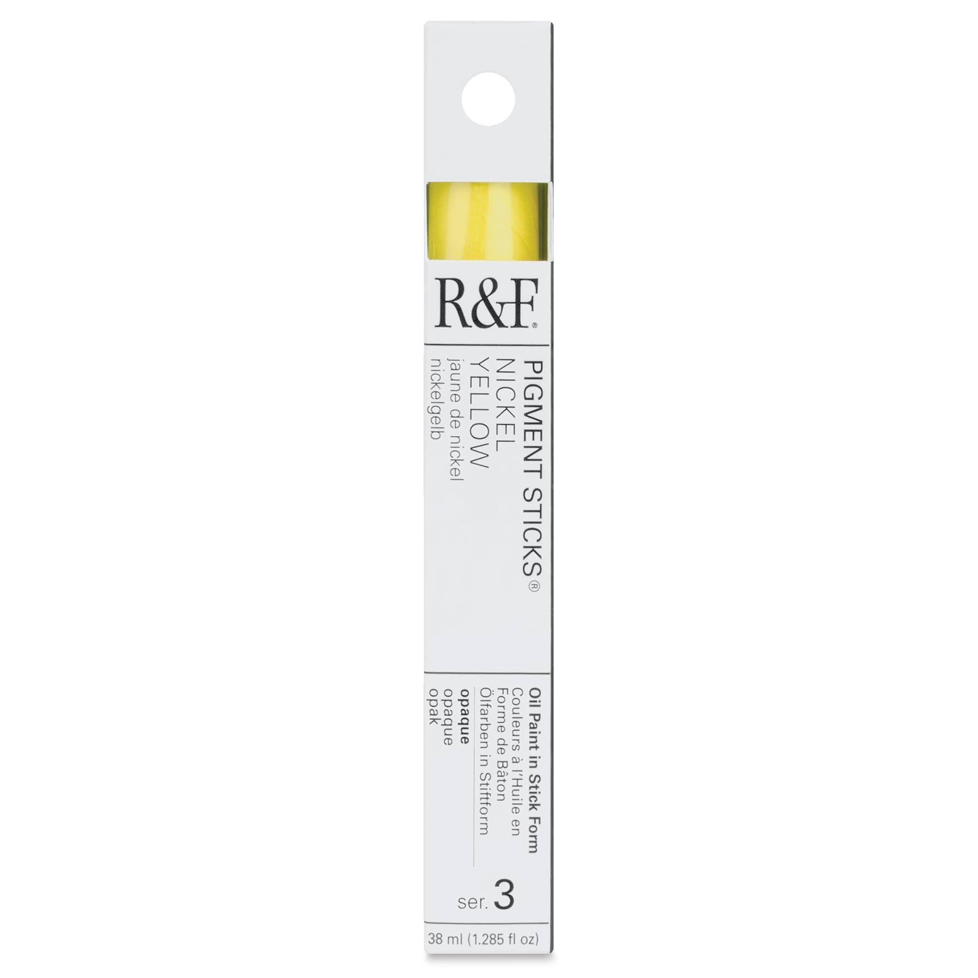 R&F Pigment Stick - Nickel Yellow, 38 ml - front of packaging