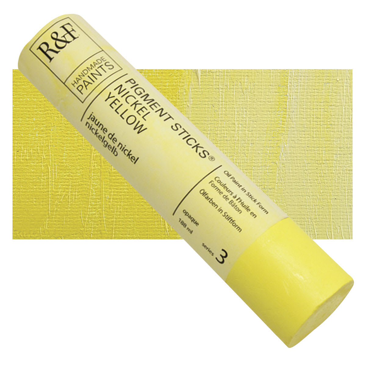 R&F Pigment Stick - Nickel Yellow, 188 ml stick and swatch