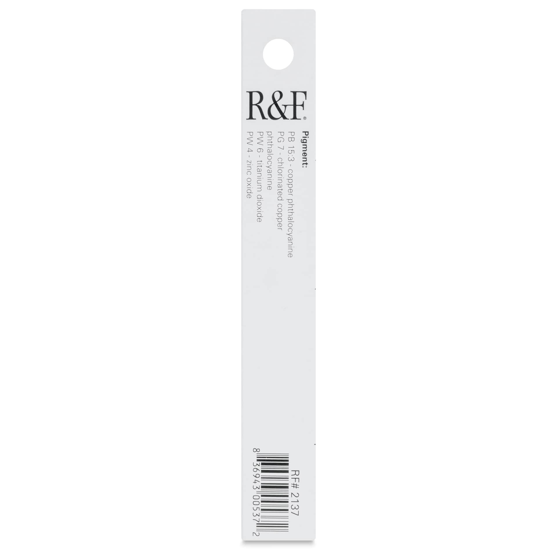 R&F Pigment Stick - Turquoise Blue, 38 ml stick - back of packaging