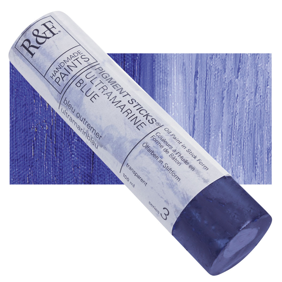R&F Pigment Stick - Ultramarine Blue, 100 ml stick and swatch