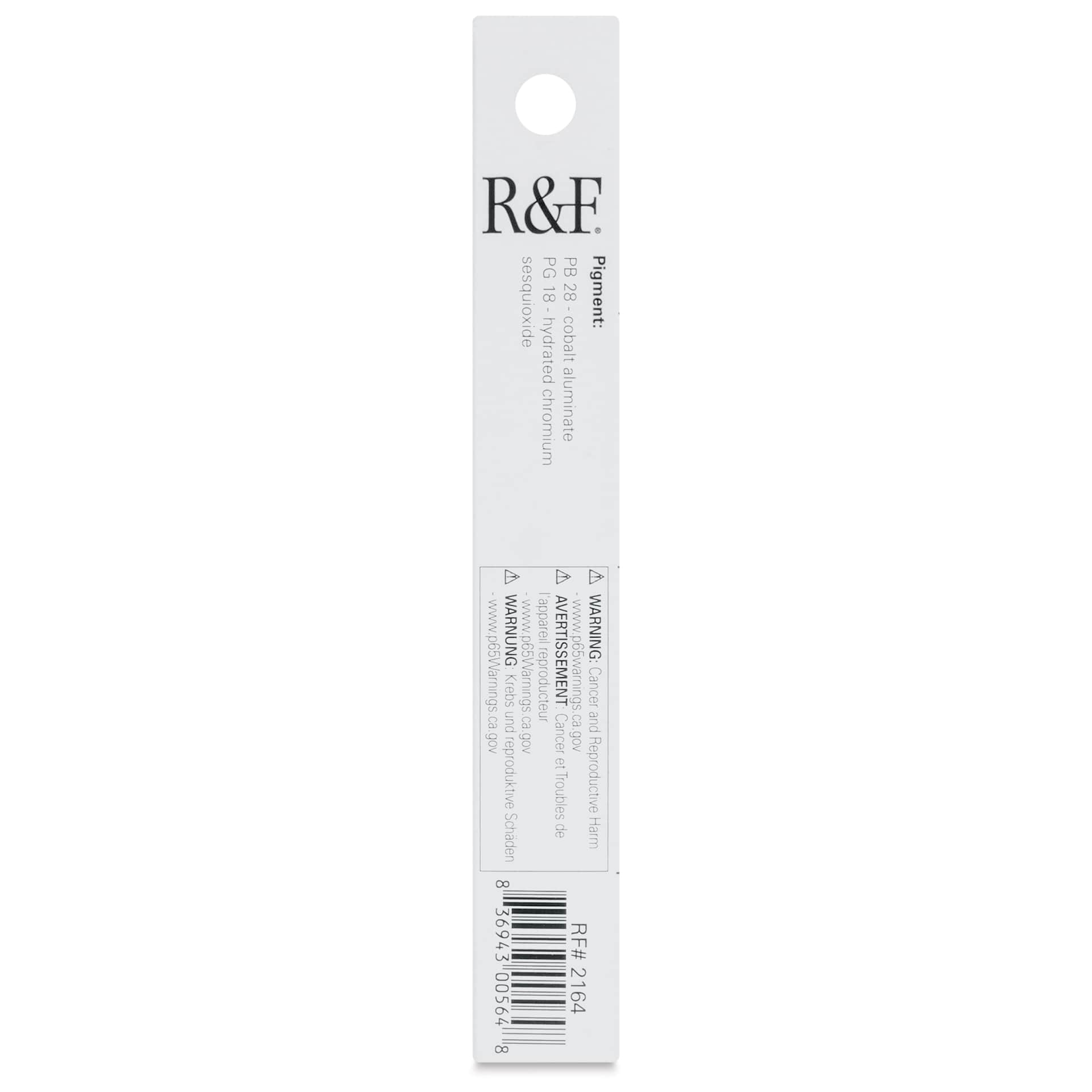 R&F Pigment Stick - Cobalt Turquoise, 38 ml stick - back of packaging