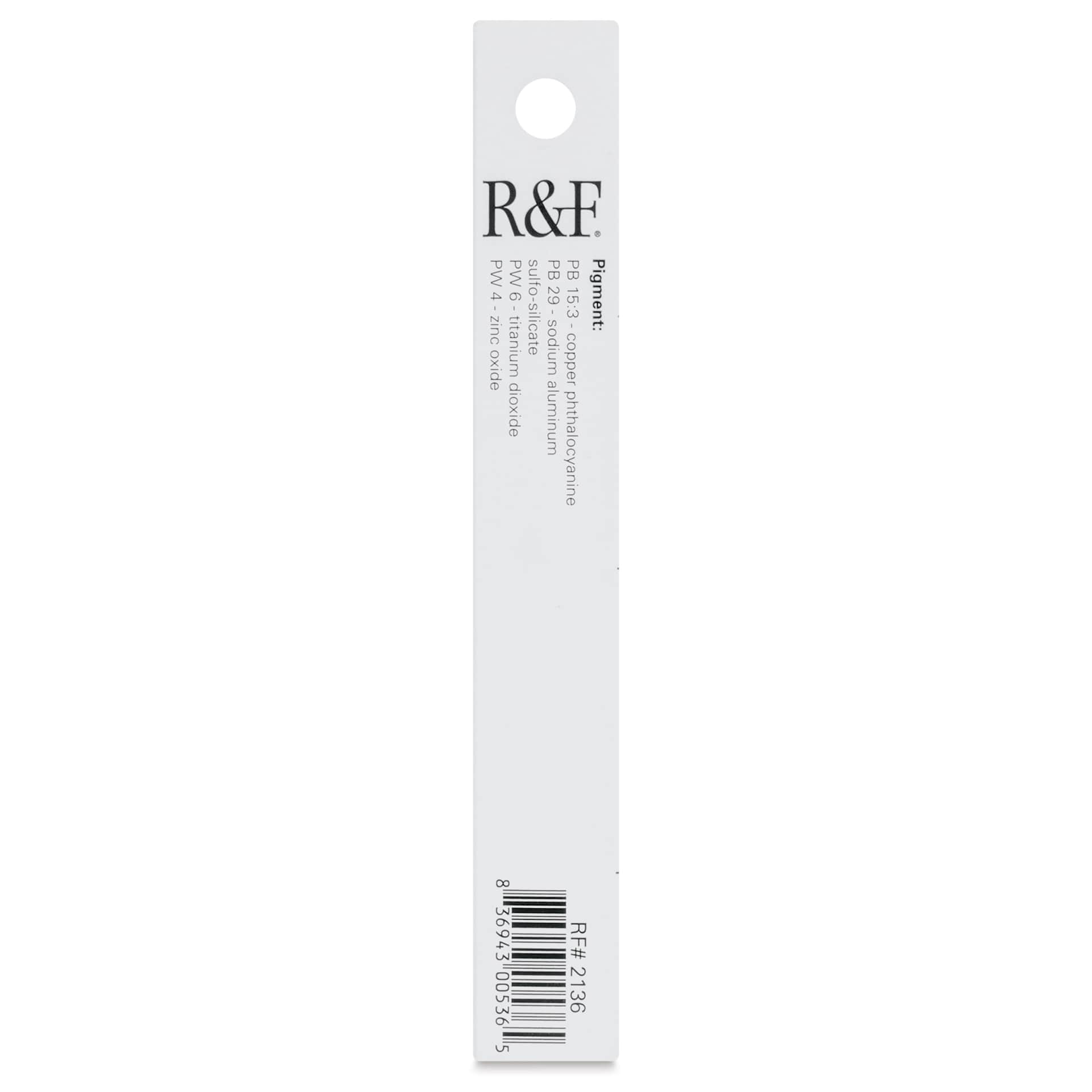 R&F Pigment Stick - Azure Blue, 38 ml stick - back of packaging
