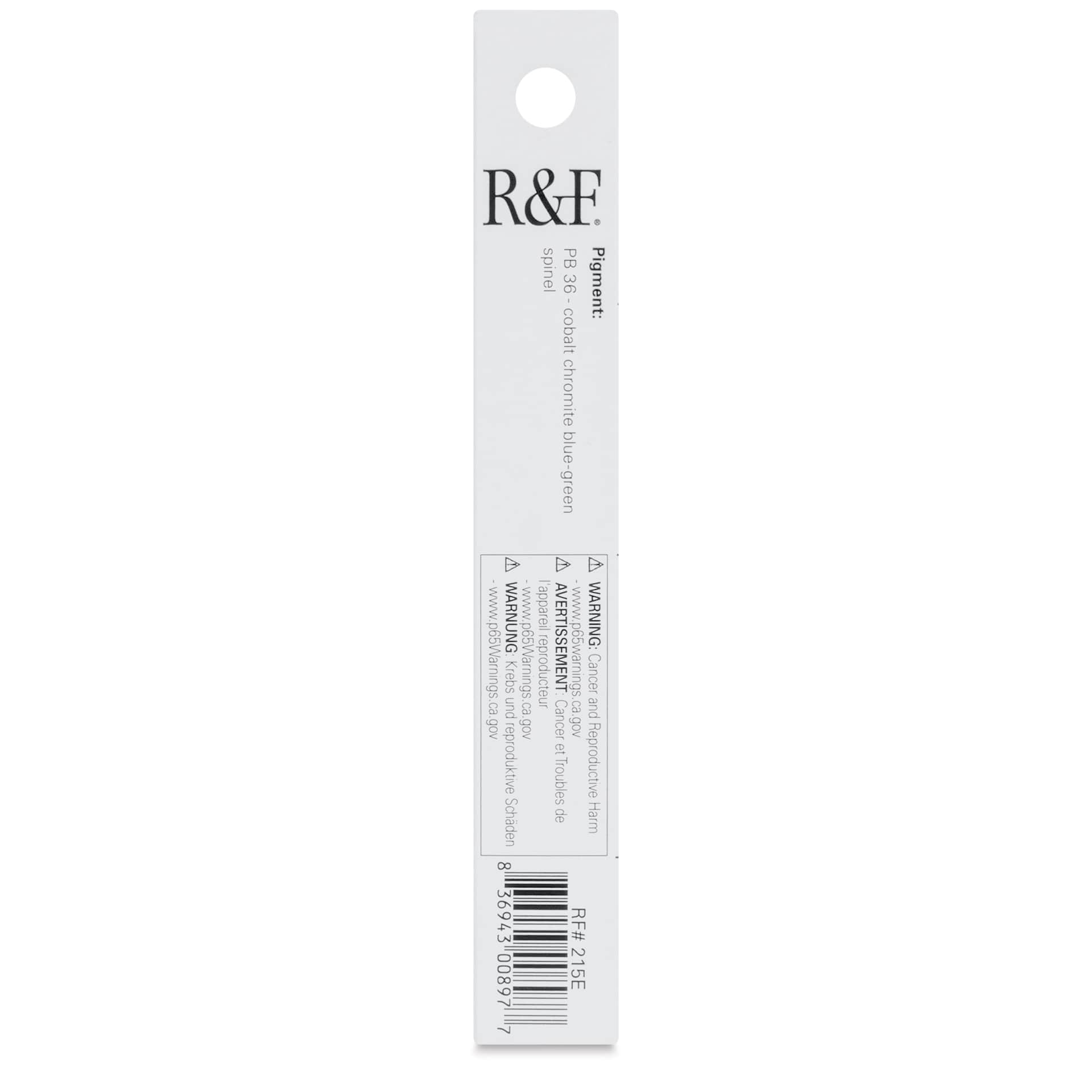 R&F Pigment Stick - Cerulean Blue (Chromium), 38 ml Stick - back of packaging