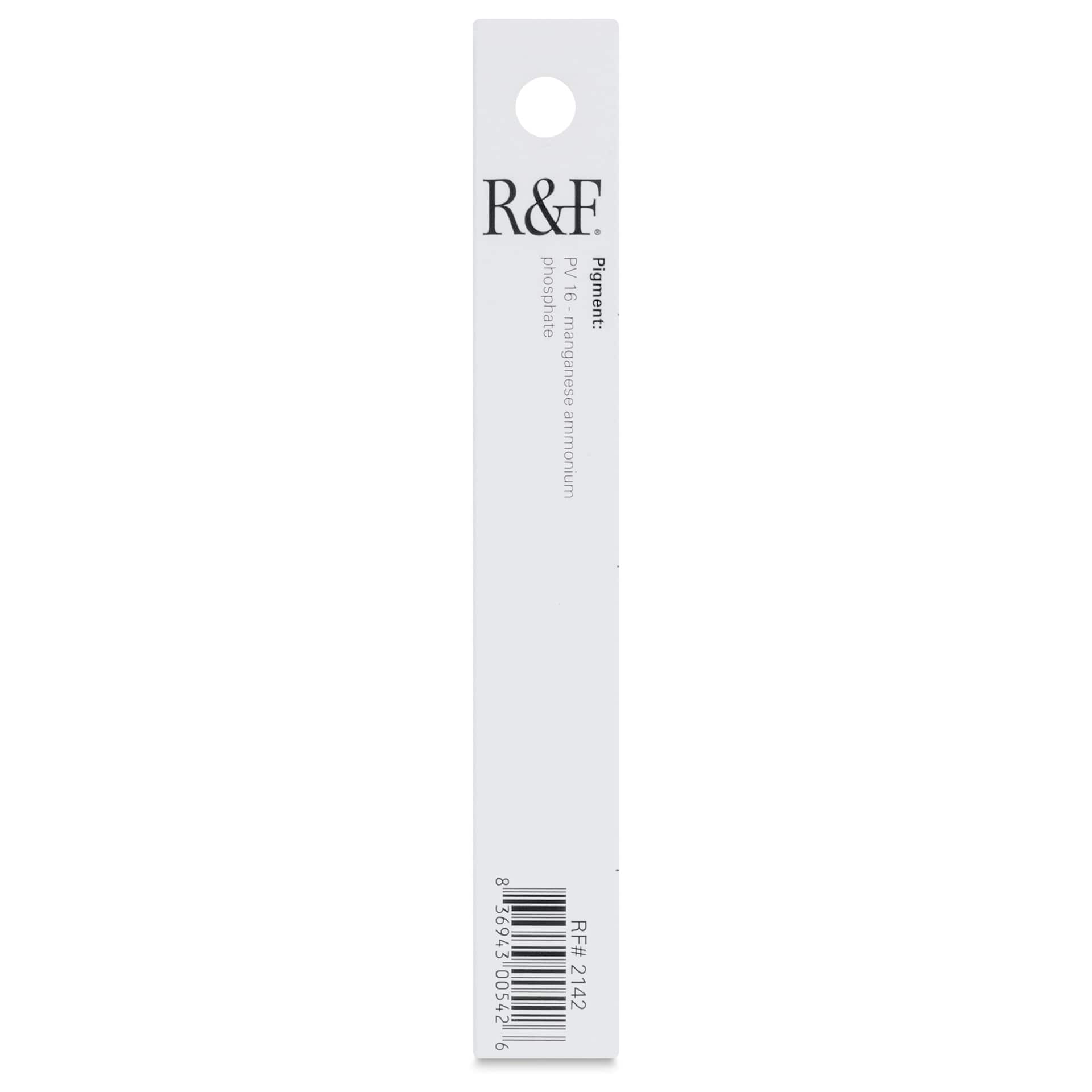 R&F Pigment Stick - Manganese Violet, 38 ml stick - back of packaging