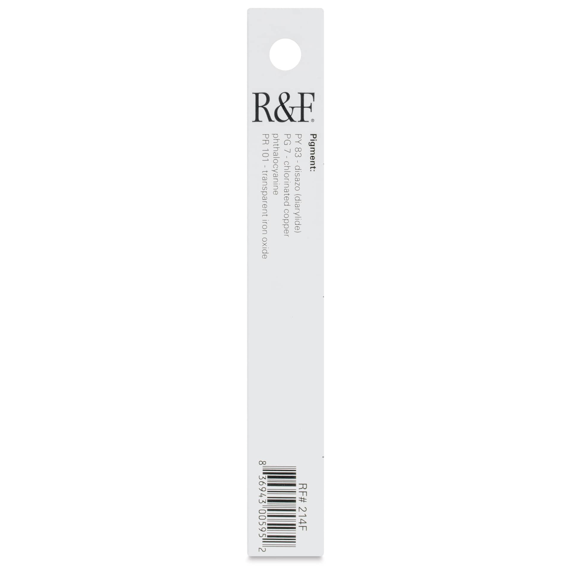 R&F Pigment Stick - Sap Green, 38 ml stick - back of packaging