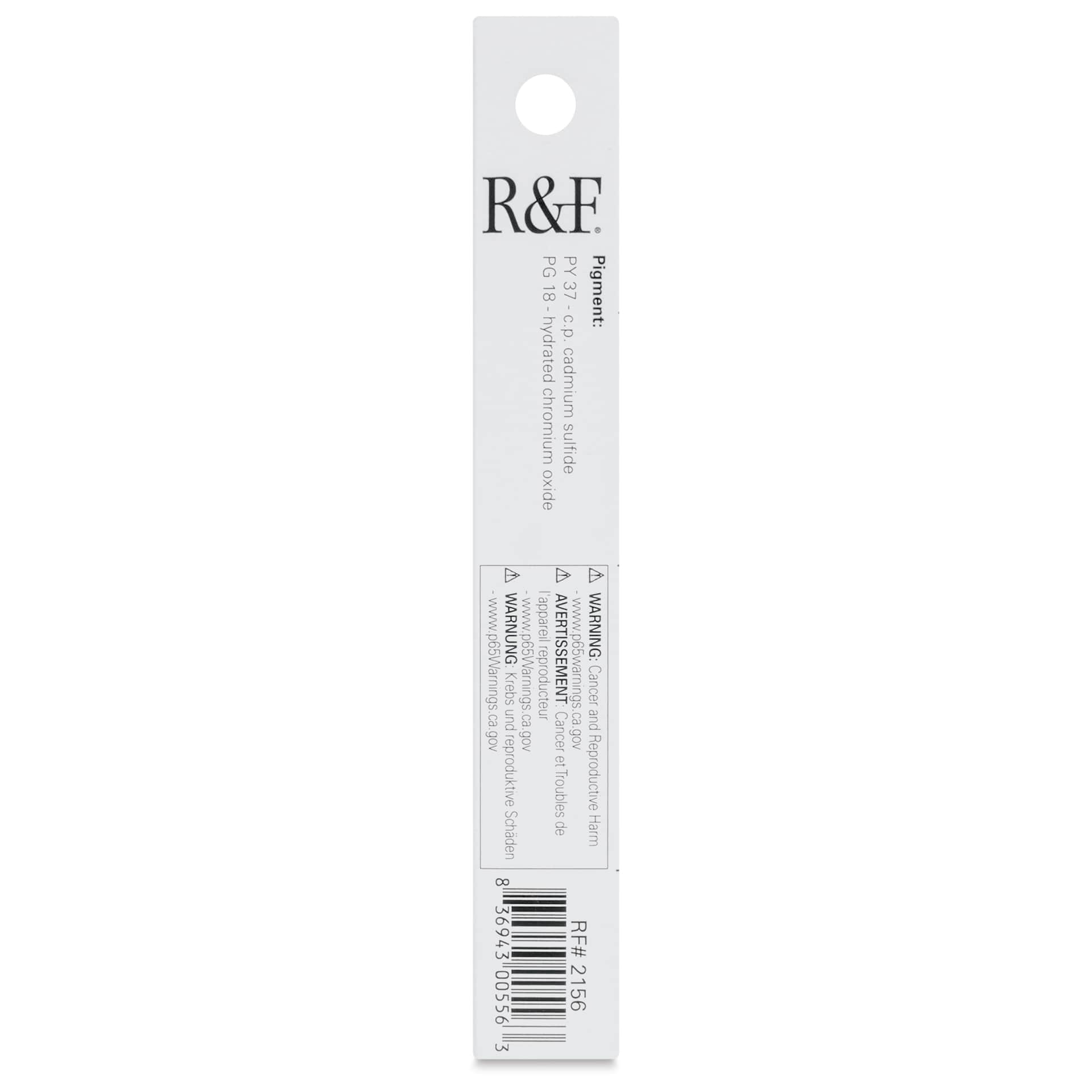 R&F Pigment Stick - Cadmium Green, 38 ml stick - back of packaging