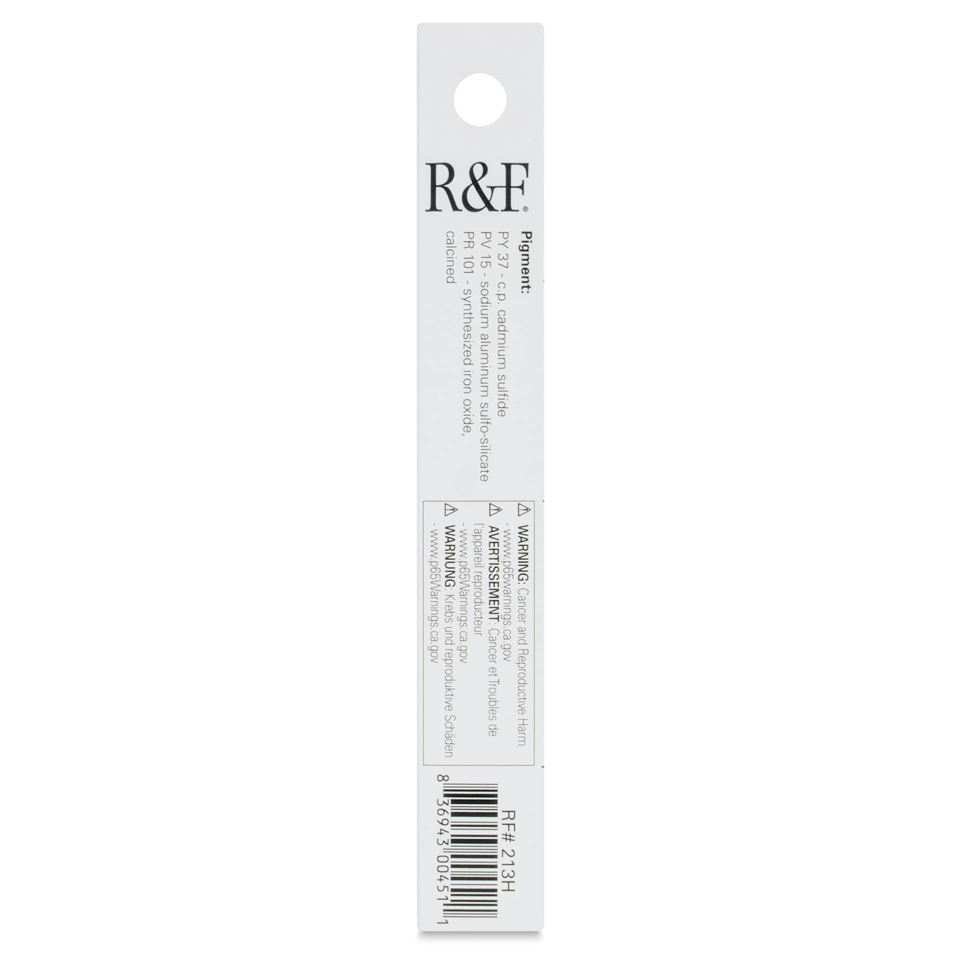 R&F Pigment Stick - Olive Yellow, 38 ml Stick - back of packaging