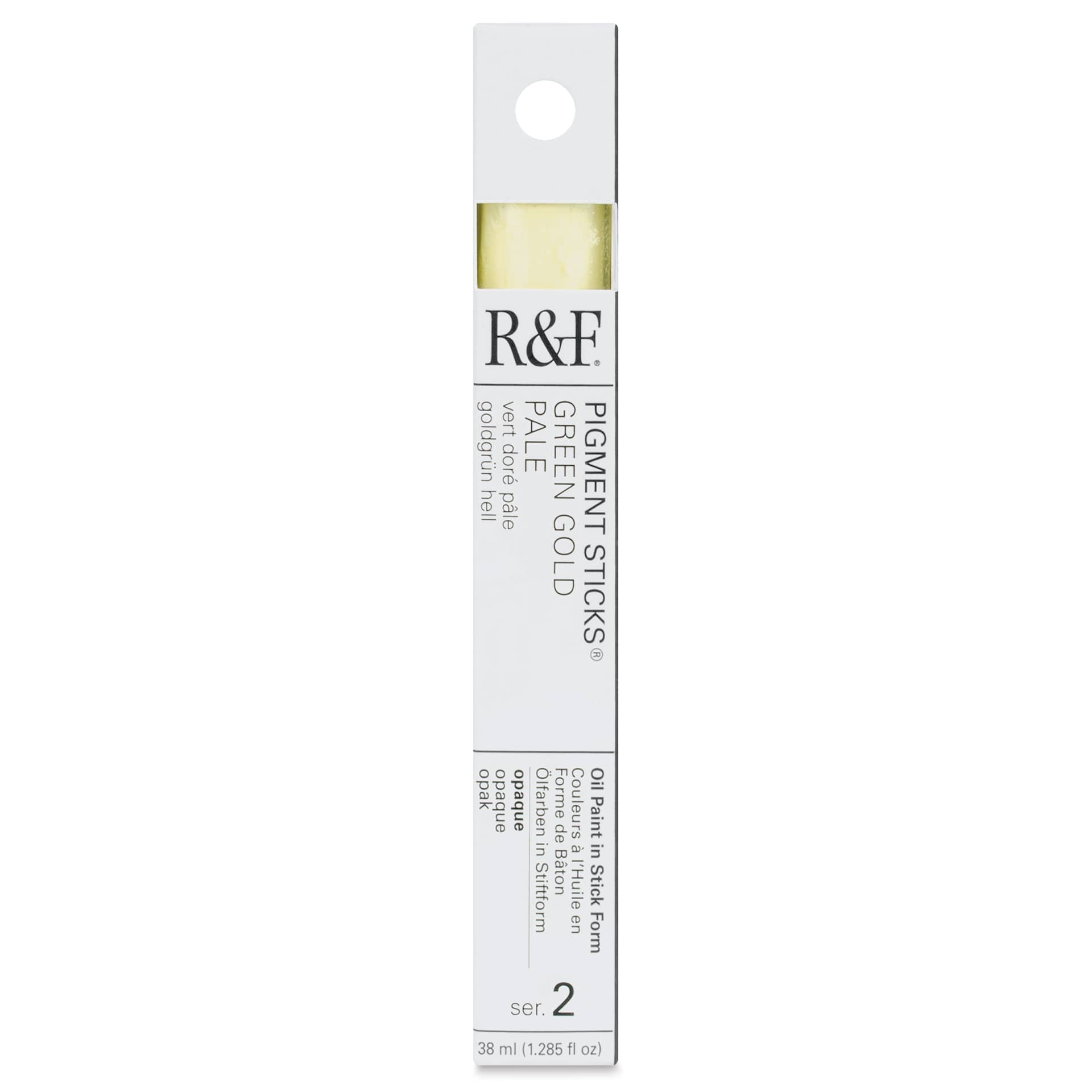 R&F Pigment Stick - Green Gold Pale, 38 ml Stick - front of packaging
