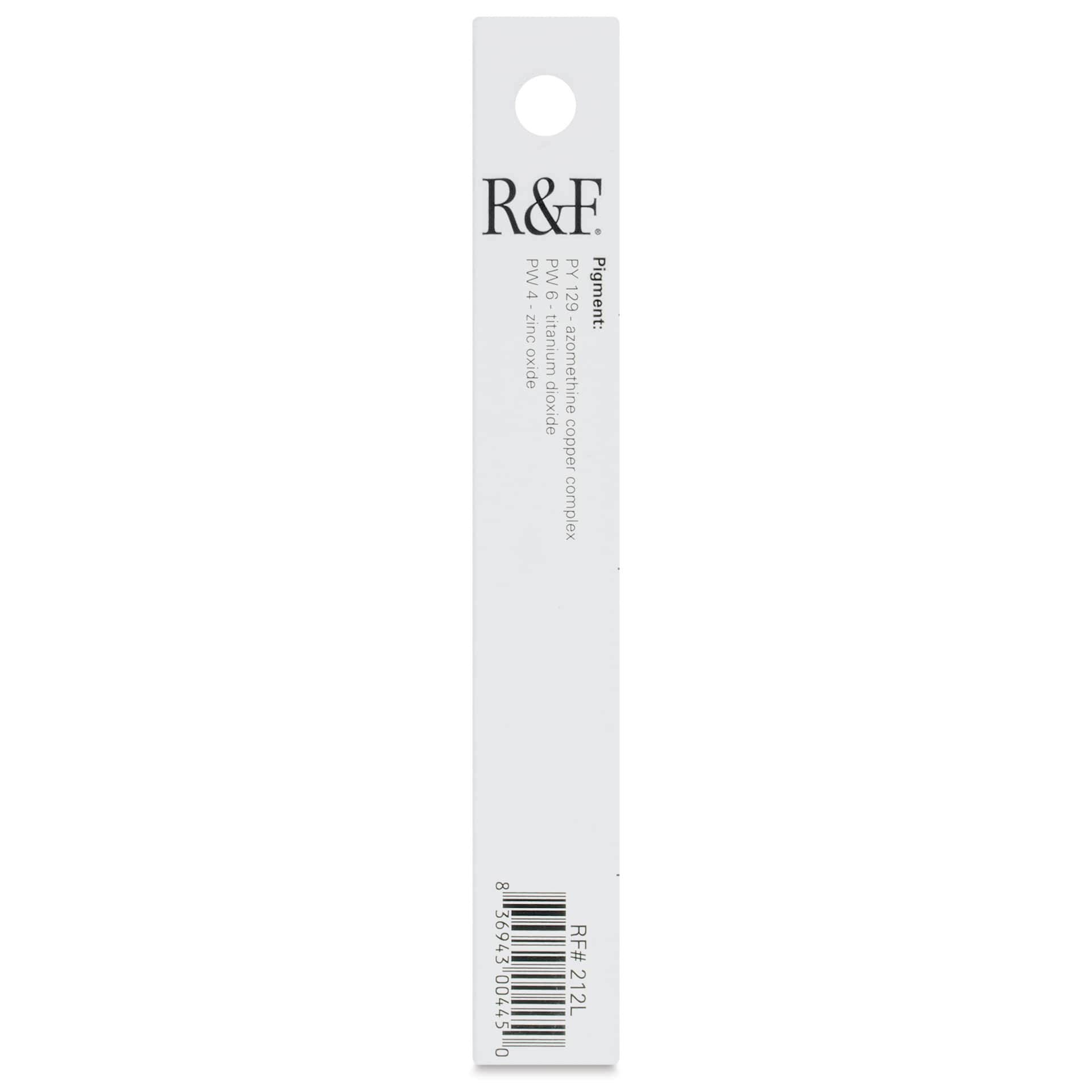R&F Pigment Stick - Green Gold Pale, 38 ml Stick - back of packaging