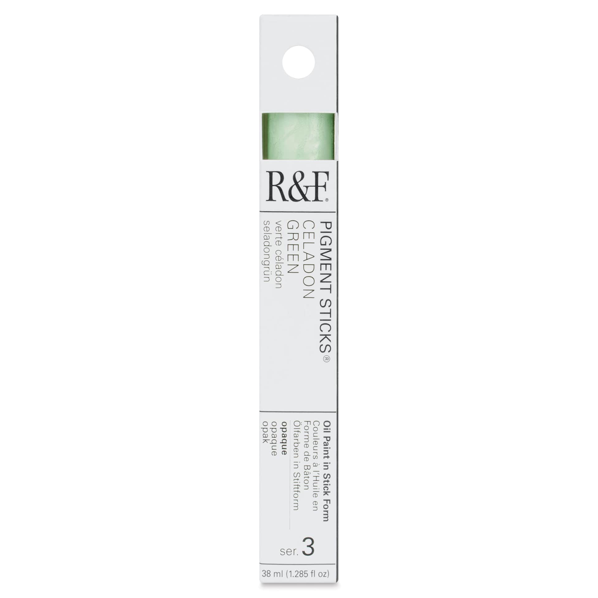 R&F Pigment Stick - Celadon Green, 38 ml stick - front of packaging