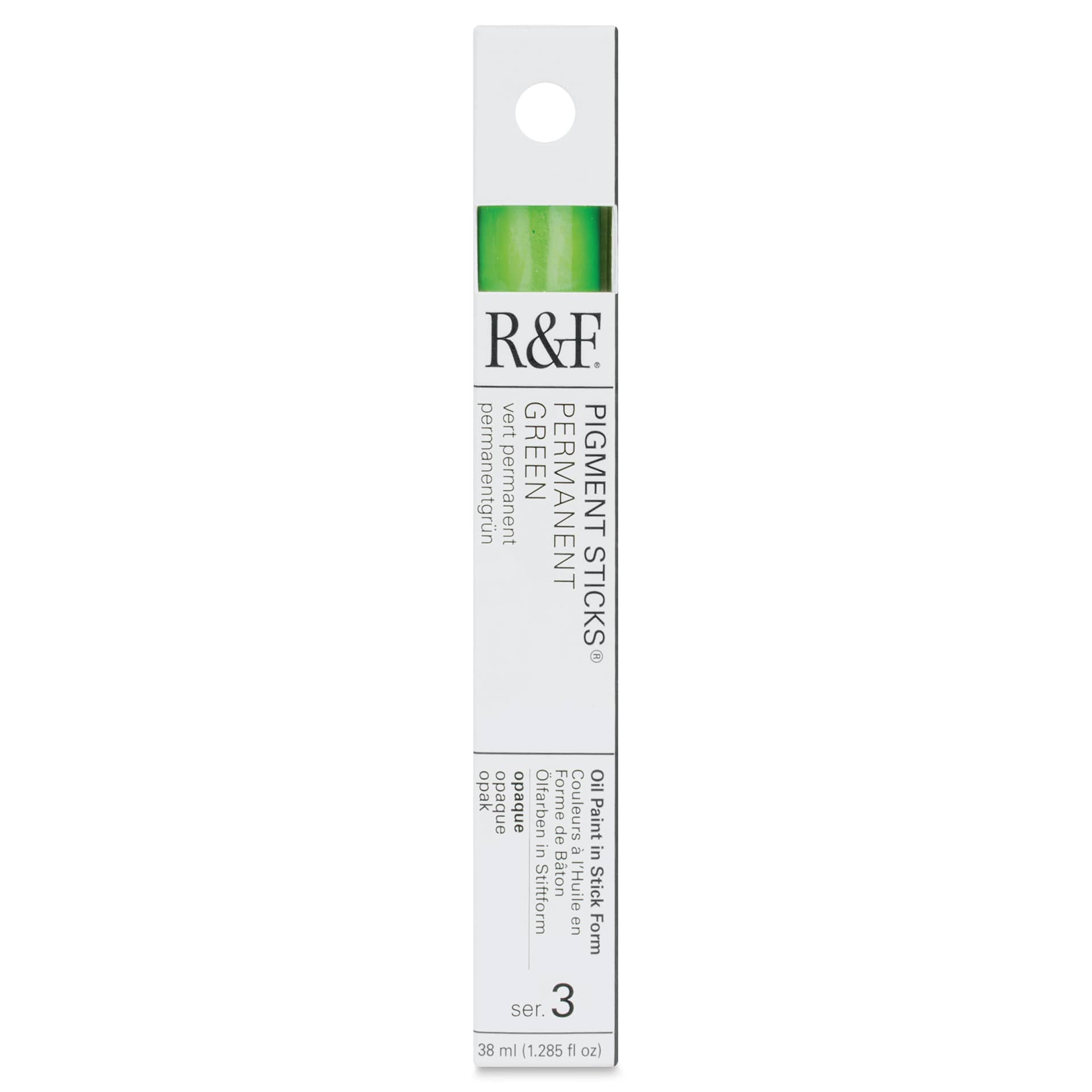 R&F Pigment Stick - Permanent Green, 38 ml Stick - front of packaging