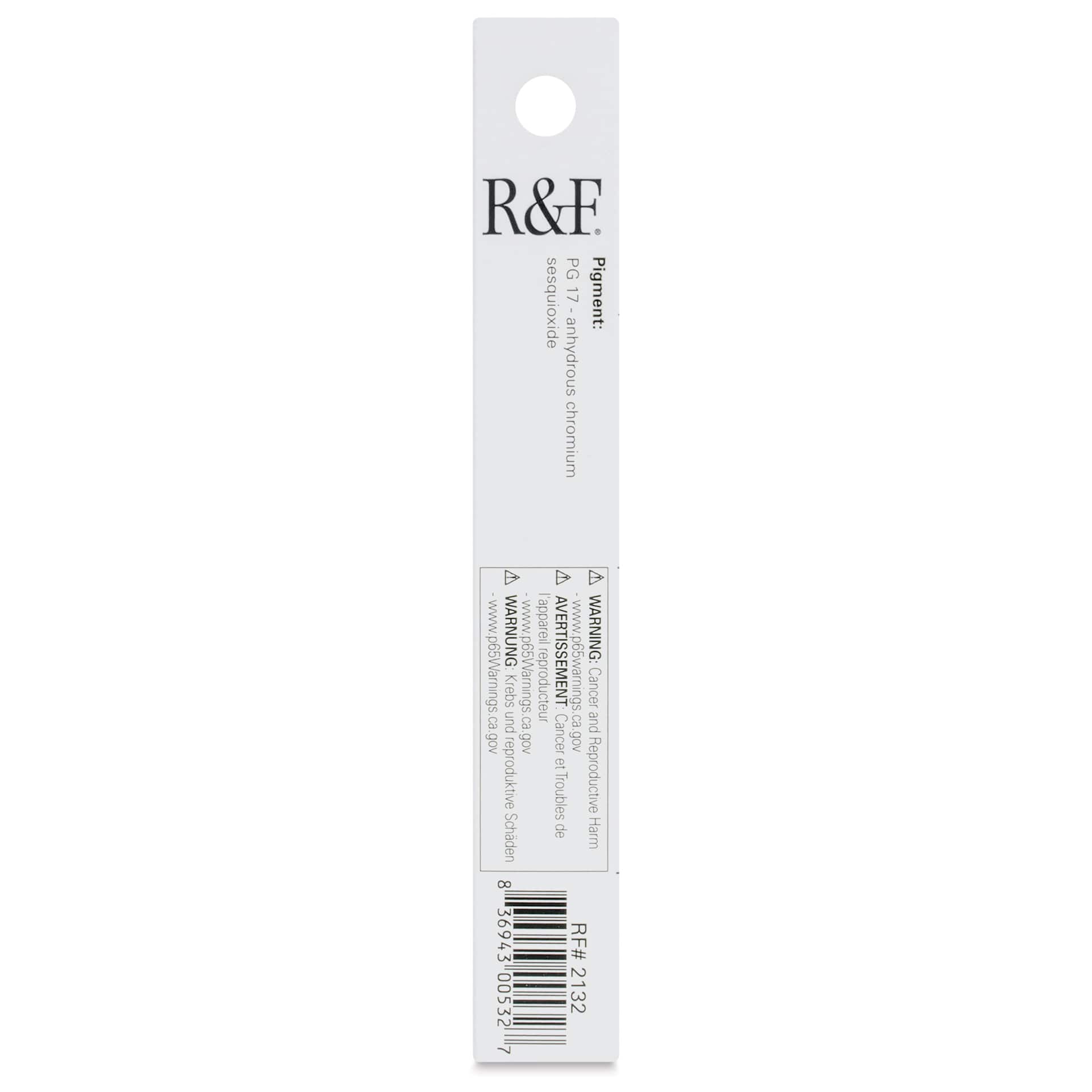 R&F Pigment Stick - Chromium Oxide, 38 ml stick - back of packaging